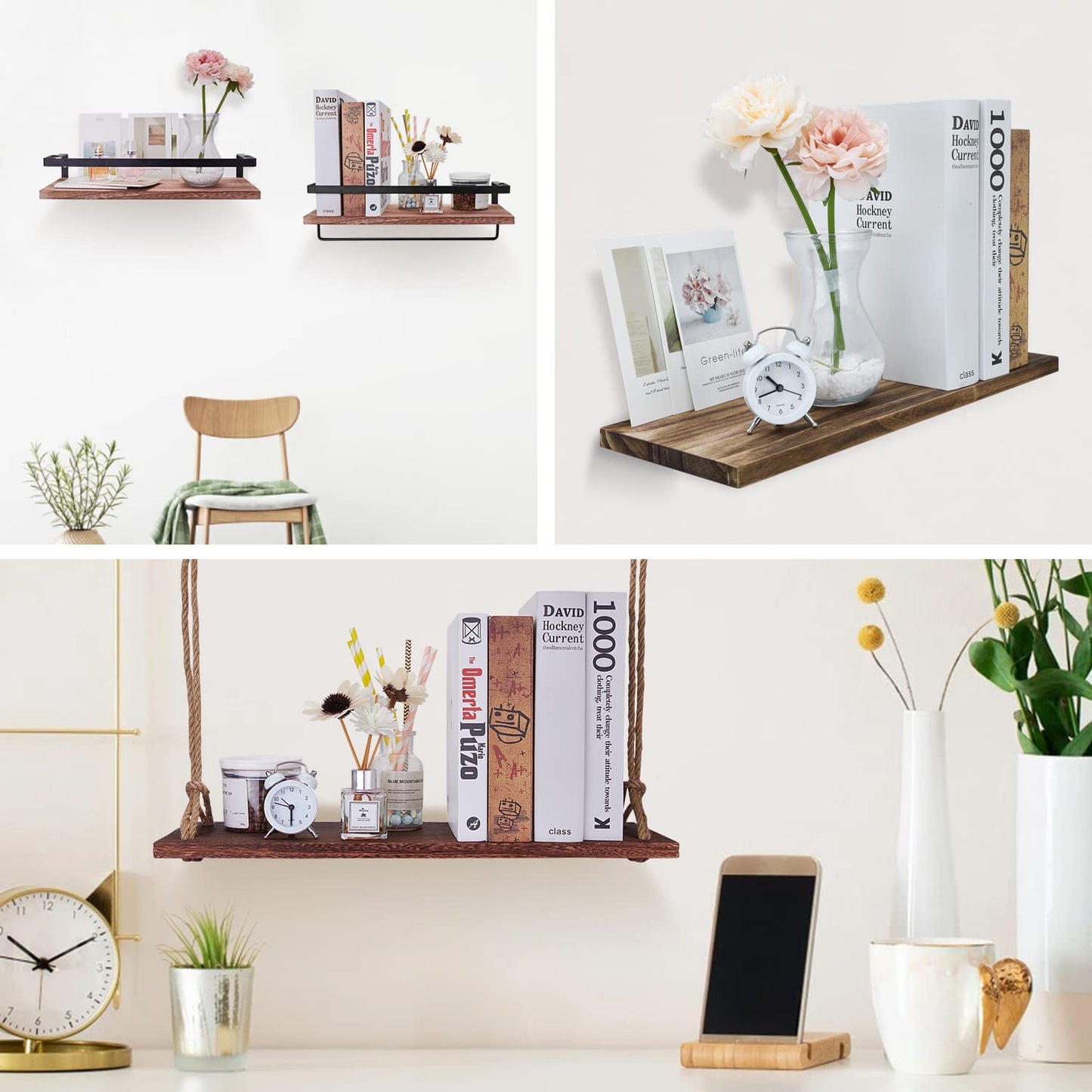 Multifunction Unfinished Wood, Wood for Crafts, Signs, Wall Decorations, Storage Shelves, 16.5" x 5.9" x 0.59", Set of 3, Carbonized Black, Blank Wood Signs for Front Door