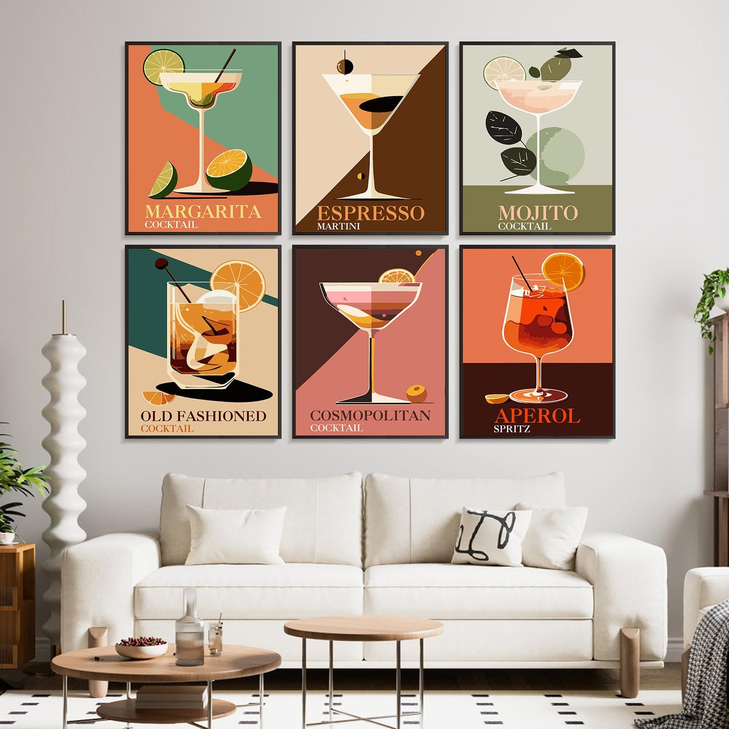 6 Pack Paint by Numbers Kit for Adults Beginners - 8x10 Inch Cocktail Adult Paint by Number Kits on Canvas, Cocktail DIY Acrylic Oil Number Painting Kits for Adults, Perfect for Gift Home Decor