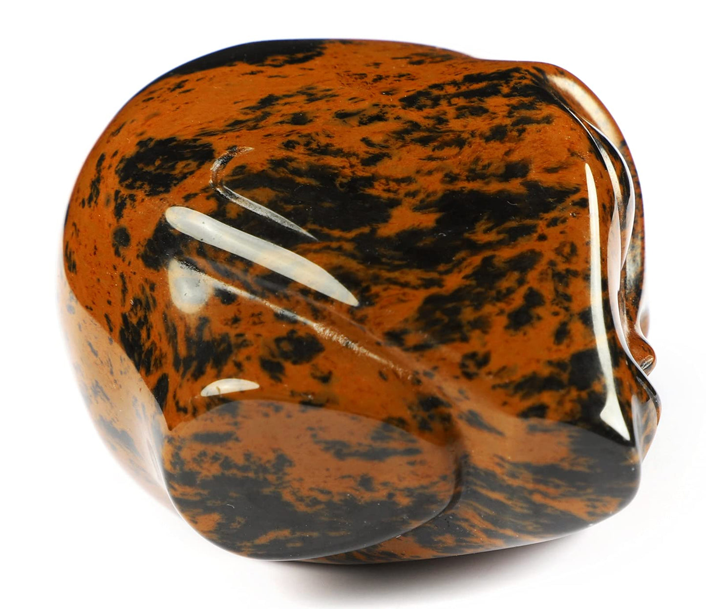 Skullis 2.0" Mahogany Obsidian Crystal Alien Skull, Hand Carved Gemstone Fine Art Sculpture, Reiki Healing Stone Statue.1340