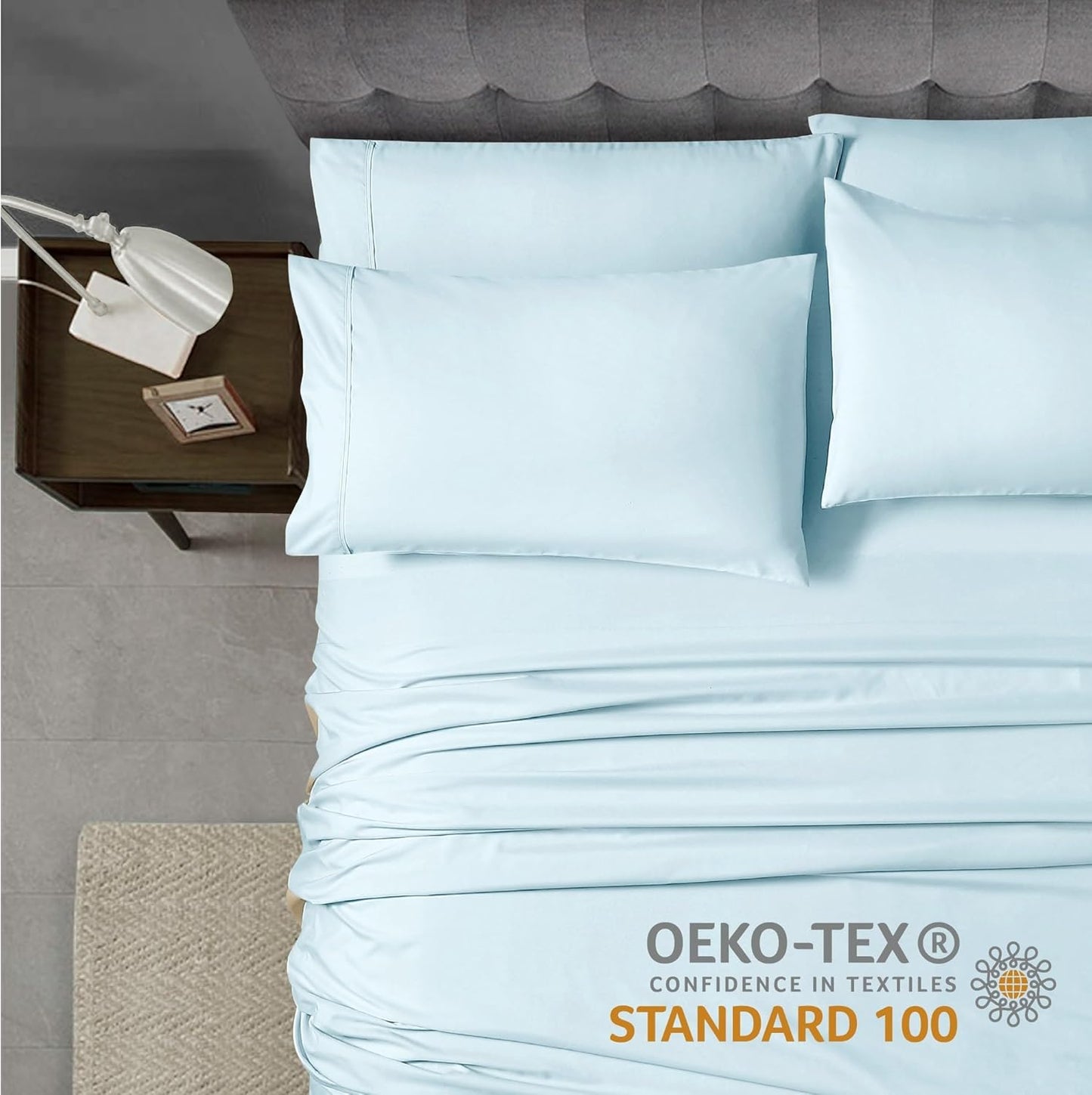 Home Collection Micro Caress Luxurious Sheet Set, 90GSM 4-Piece King Size with 2 Additional Pillowcases, Aqua Color
