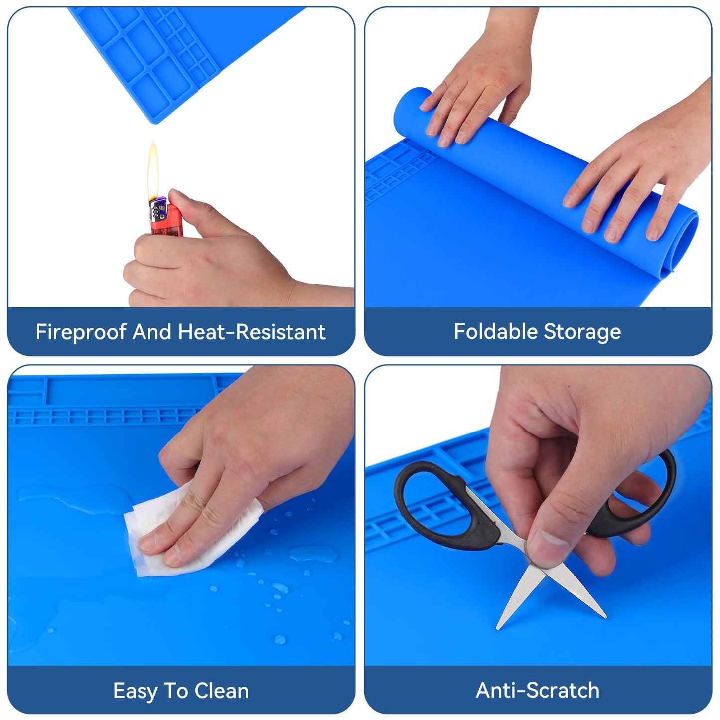 Extra Large Soldering Mat, 932°F Heat Resistant Silicone Solder Mat, Large Repair Workbench Pad for Electronics Phone Watch Laptop Repair, BGA Soldering Iron, 27.6''x15.7''