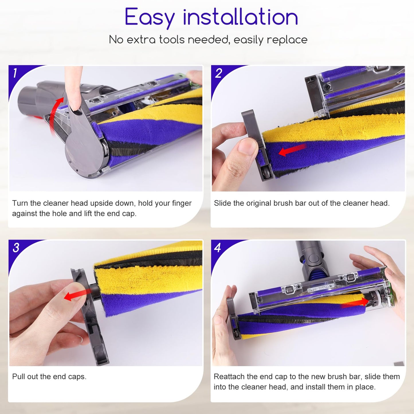 Soft Roller Brush Bar Compatible with Dyson V12 Detect Slim Handheld Vacuum Cleaner, Parts No.971634-01, with 2 Pack V12 HEPA Filters