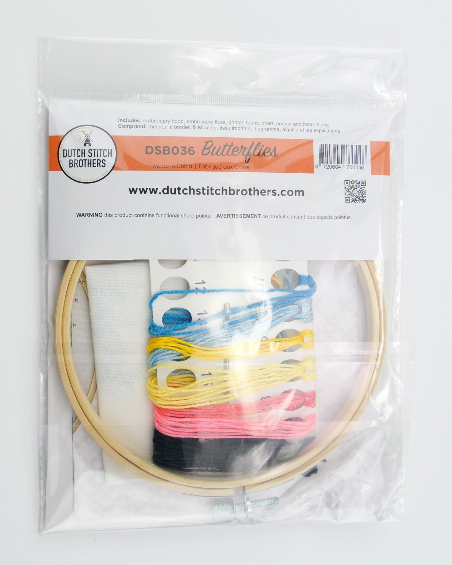 DUTCH STITCH BROTHERS Butterflies Embroidery Starter Kit with Pattern and Instructions. Stamped Embroidery Kits with Embroidery Clothes with Pattern. 6" Embroidery Hoop