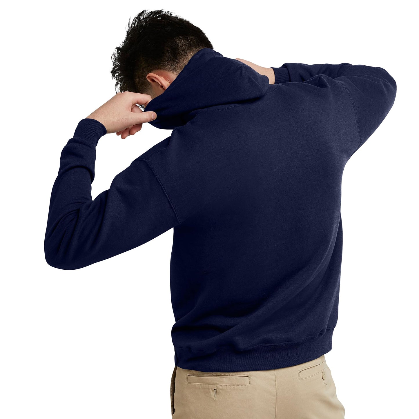 Hanes Men's Pullover EcoSmart Hooded Sweatshirt, Navy, Large