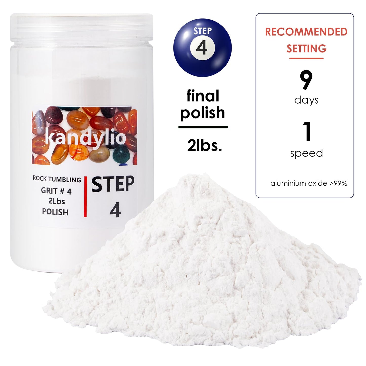 Kandylio 8 Lbs Rock Tumbler Grit Kit Polish Upto 60LBS Rocks Silicon Carbide & Aluminum Oxide Polishing and Tumbling Abrasive Media for Any Rock Tumbler Polisher