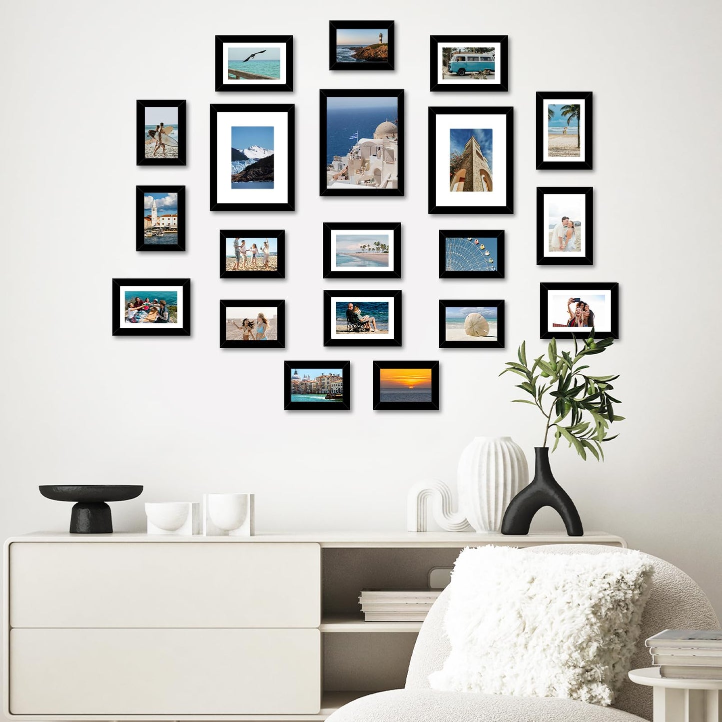 20 Packs Picture Frames Collage Wall Decor for Wall Hanging or Tabletop Display, Gallery Wall Frame Set for Family, Multi Sizes Photo Frames Collage Including 3Pcs 8x10, 8Pcs 5x7, 9Pcs 4x6, Black