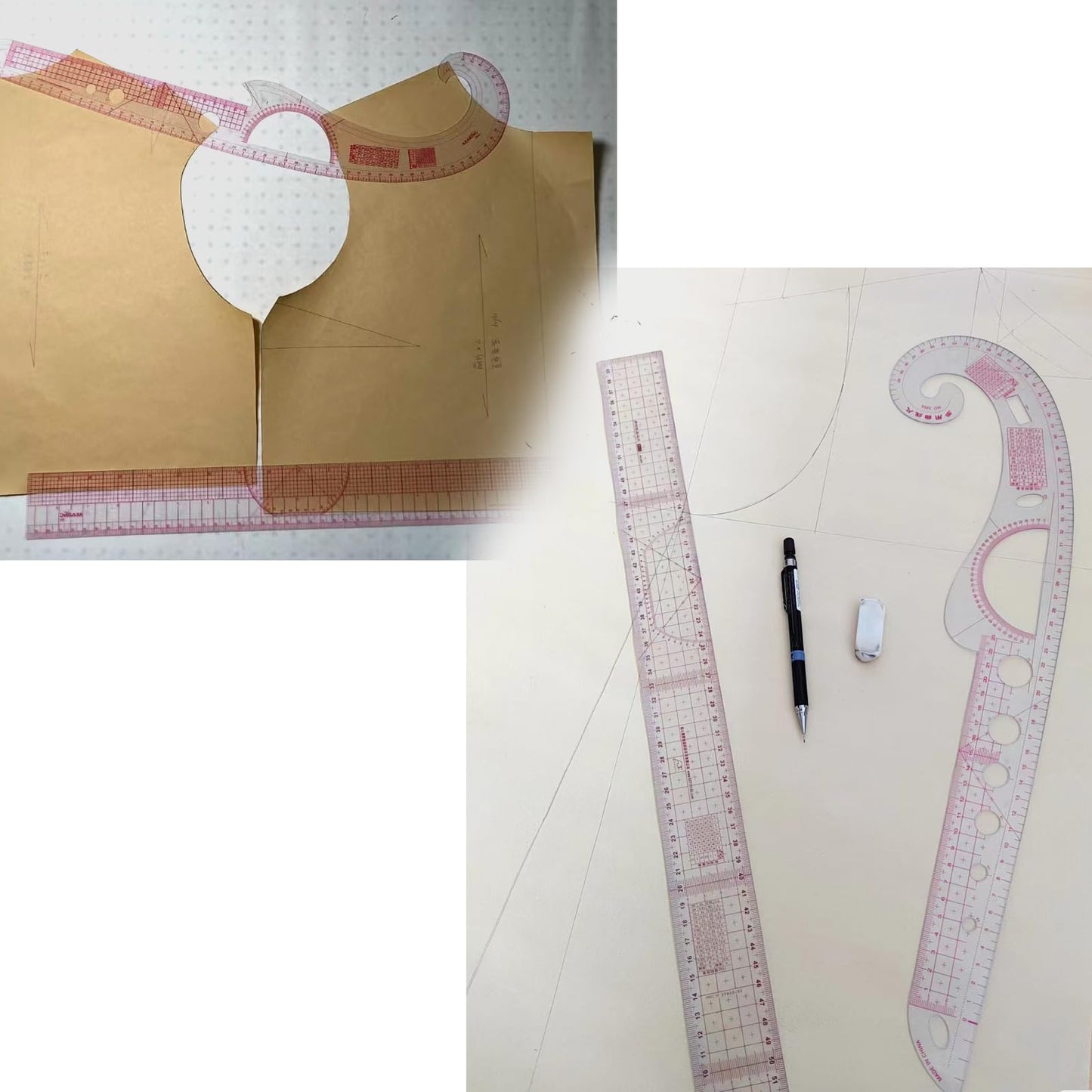 AMZTKDIY Acrylic Sewing Ruler Set,French Curve Pattern Rulers Kit for Tailors Designers Precision Pattern Making Guides Quilting and DIY Supplies (Ruler Set 4-15Pcs)