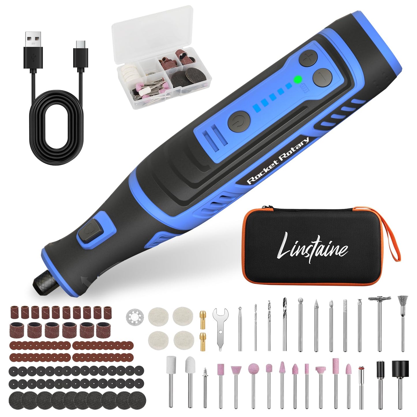 8V Cordless Rotary Tool Kit with 135pcs Accessories, 2.8Ah Battery Rechargeable Engraving Pen with LED Light, 5-Speed 30000RPM Power Rotary Tools for Drilling Grinding Sanding Polishing Cutting