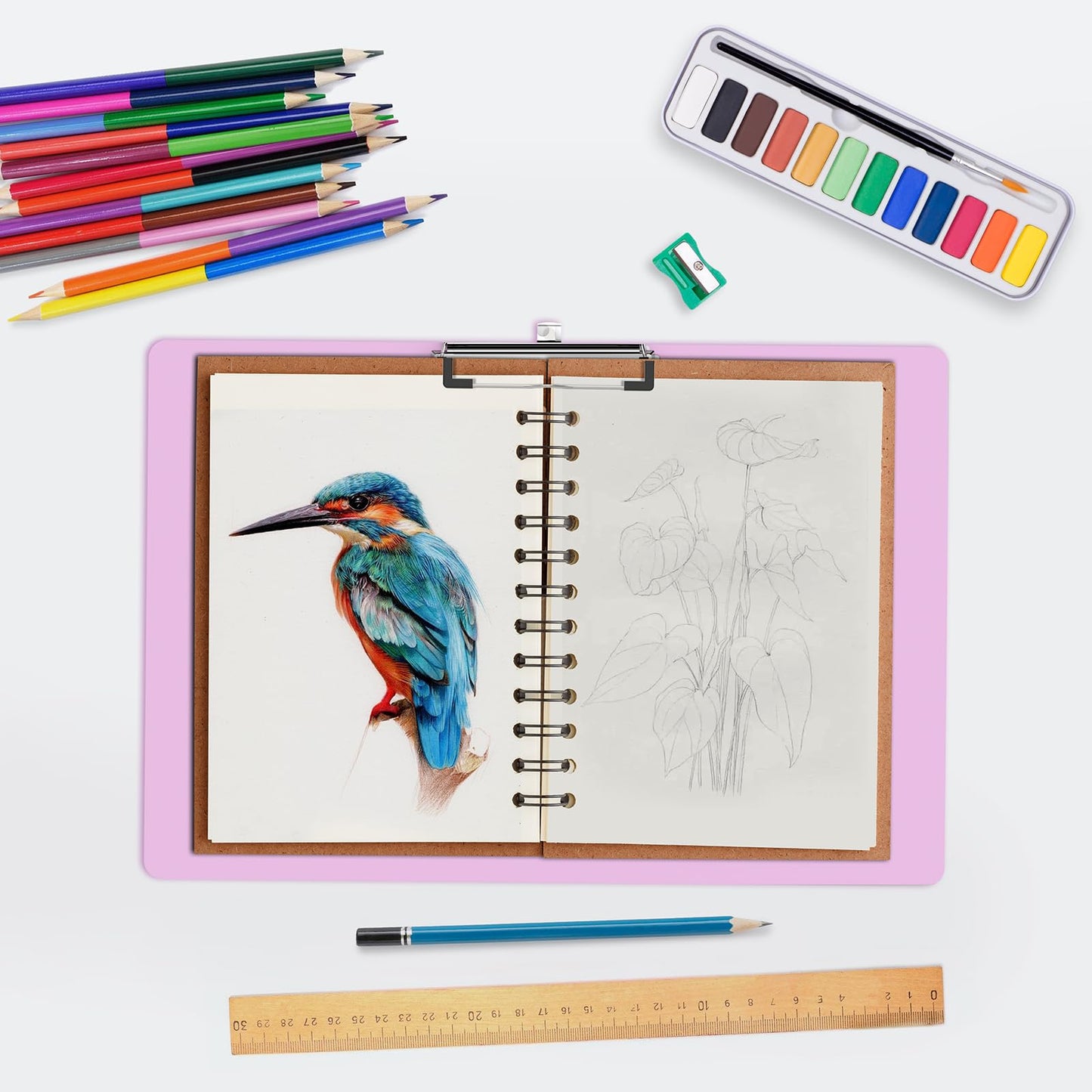 Macroclo Extra Large 11x17 Clipboards, Plastic Pink Drawing Boards, Horizontal Clip Board, Landscape Layout. Suitable for Watercolor, Sketching, Painting. Art & Drafting Supply