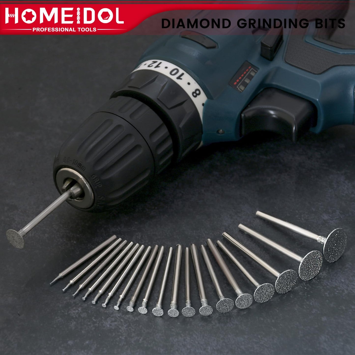 20Pcs Diamond Sanding Bit Compatible with Dremel Polishing Kit, HOMEIDOL T Shape 3/32"(2.35mm), 1/8"(3mm) Diamond Bits Rotary Tool Accessorie for Carving, Engraving, Grinding, Stone, Rocks, Jewelry