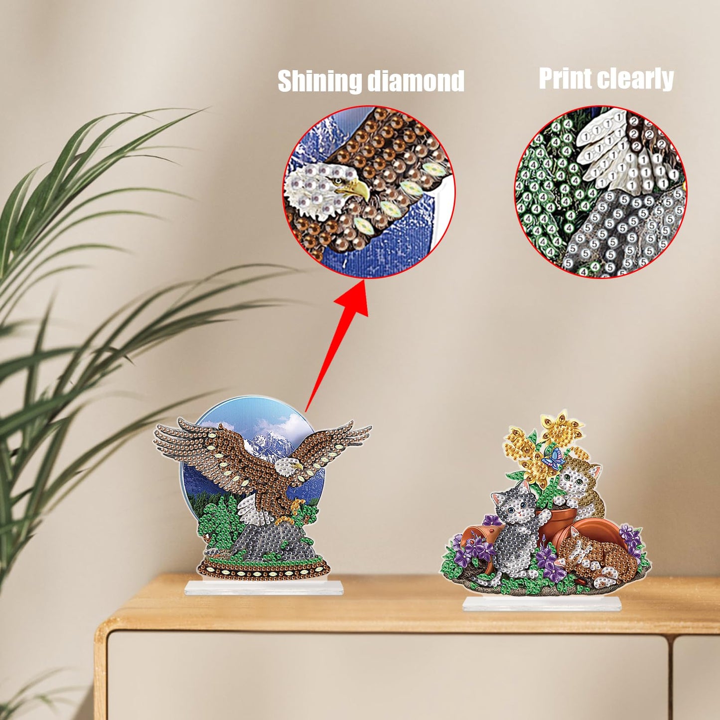2Pcs 2D Flat DIY Diamond Painting Desktop Ornament Kit, Special Shaped Crystal Diamond Art Painting Tabletop Ornaments for Adult Beginner, Perfect Handmake Gifts of Diamond Art for Home Office Decor