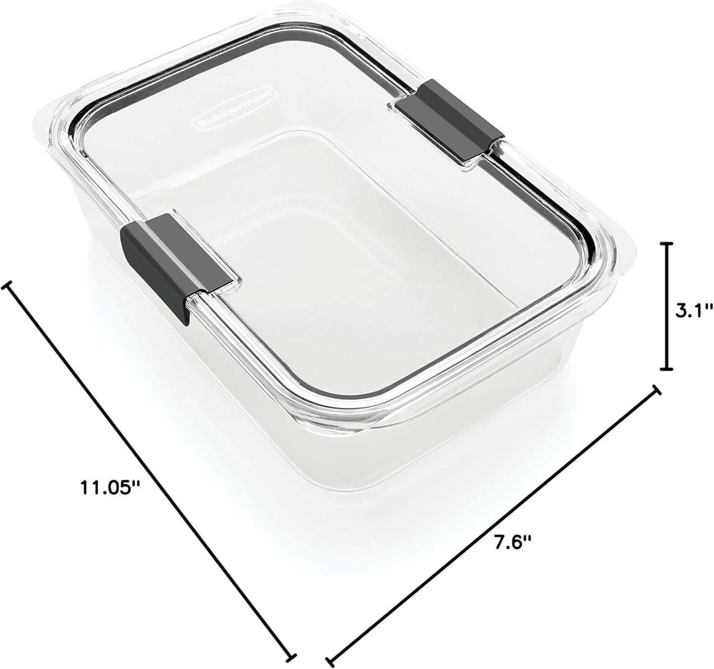 Rubbermaid Brilliance Large Food Storage Container - 9.6 Cup, BPA-Free, Leak-Proof, Clear