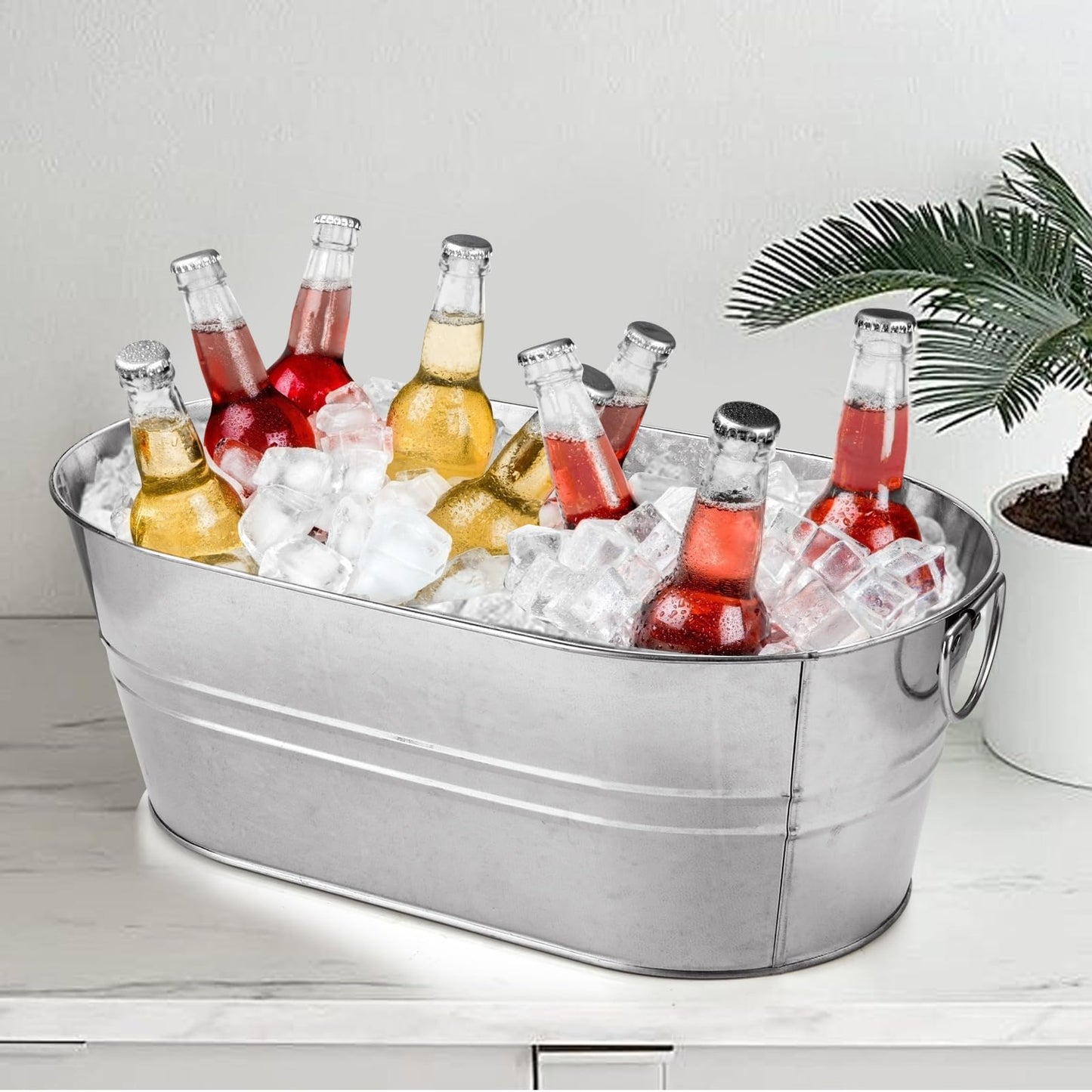 ZUQIAN 4 Pack Galvanized Tub 3.3 Gallon Ice Bucket with Handle Large Metal Champagne Drink Bucket Galvanized Ice Buckets for Parties Mimosa Bar Cocktail Bar