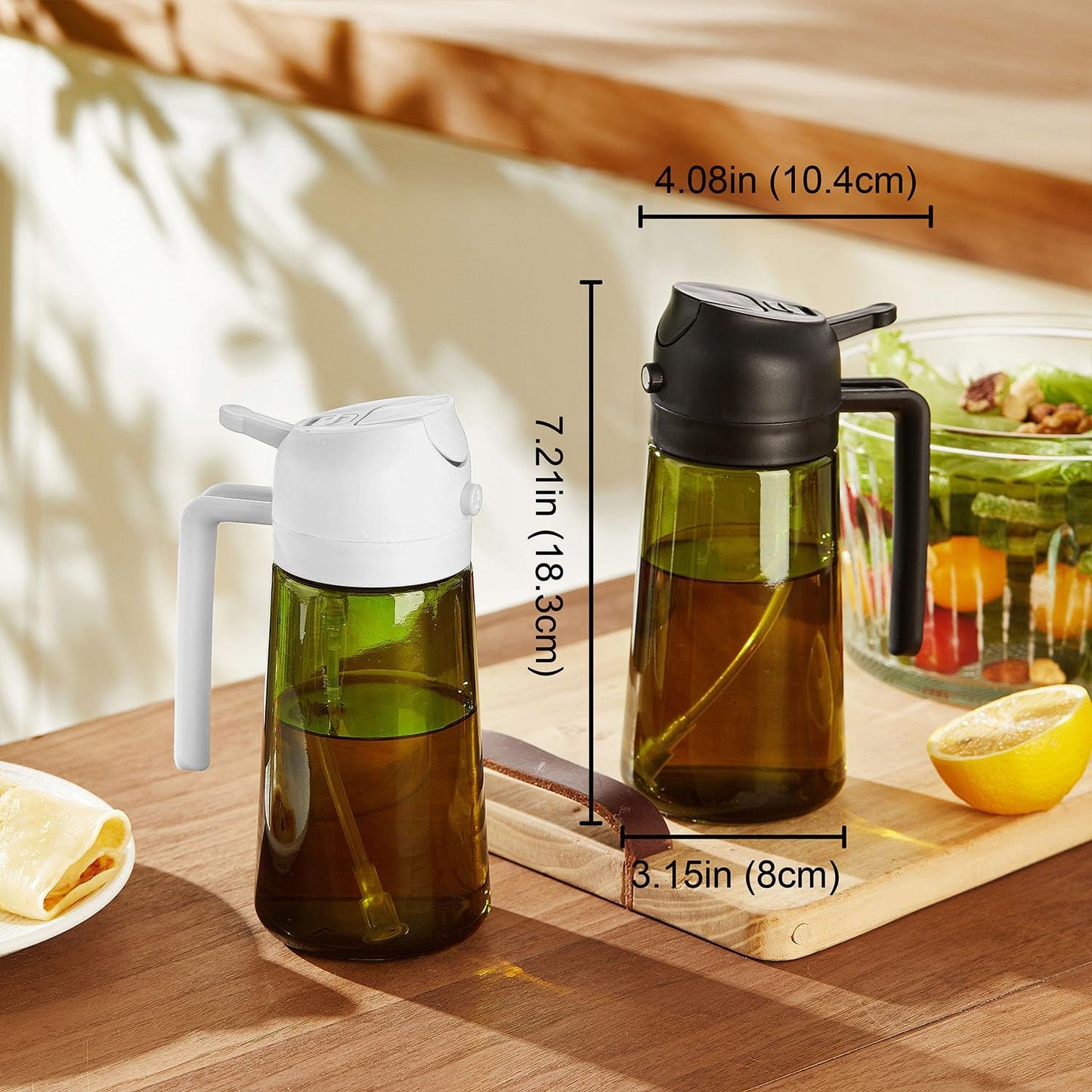 TrendPlain - Olive Oil Dispenser Bottle | 16oz Kitchen Gadget for Cooking & Air Fryer - White