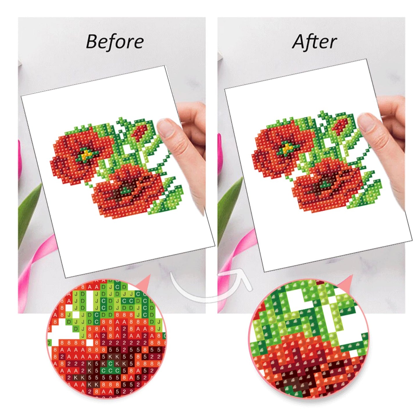 Haocy 12pcs Small Flower Diamond Art Kits for Adults,Mini Flowers Diamond Painting Kits Quick Gem Art for Beginner,1-Hour Postcard-Style,Paint by Diamond Mosaic,Home Wall Decor (flower-005)