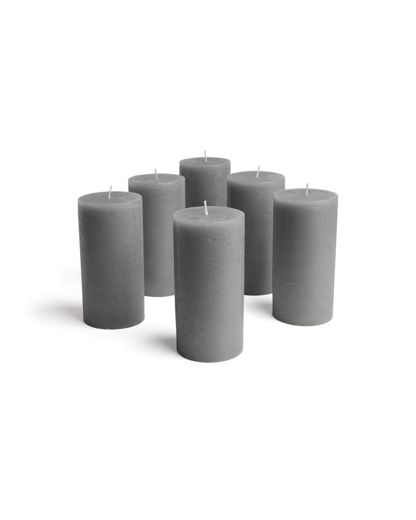 Mottled Pillar Candles by Bask - Set of 6-3" x 6" Dripless Unscented Candles in Grey for Home Decor, Relaxation & All Occasions