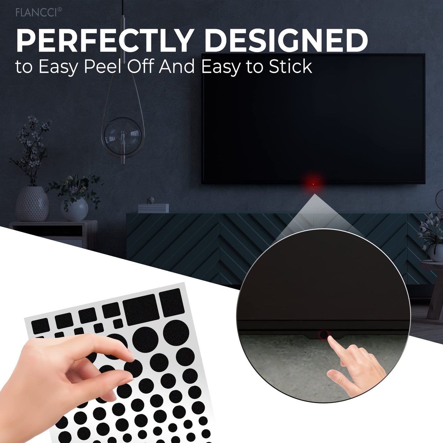FLANCCI LED Light Blocking Stickers - Blackout LED Covers, Dim 50%80% of Lights, 2 Sheets (1 Cut Out + 1 Uncut)