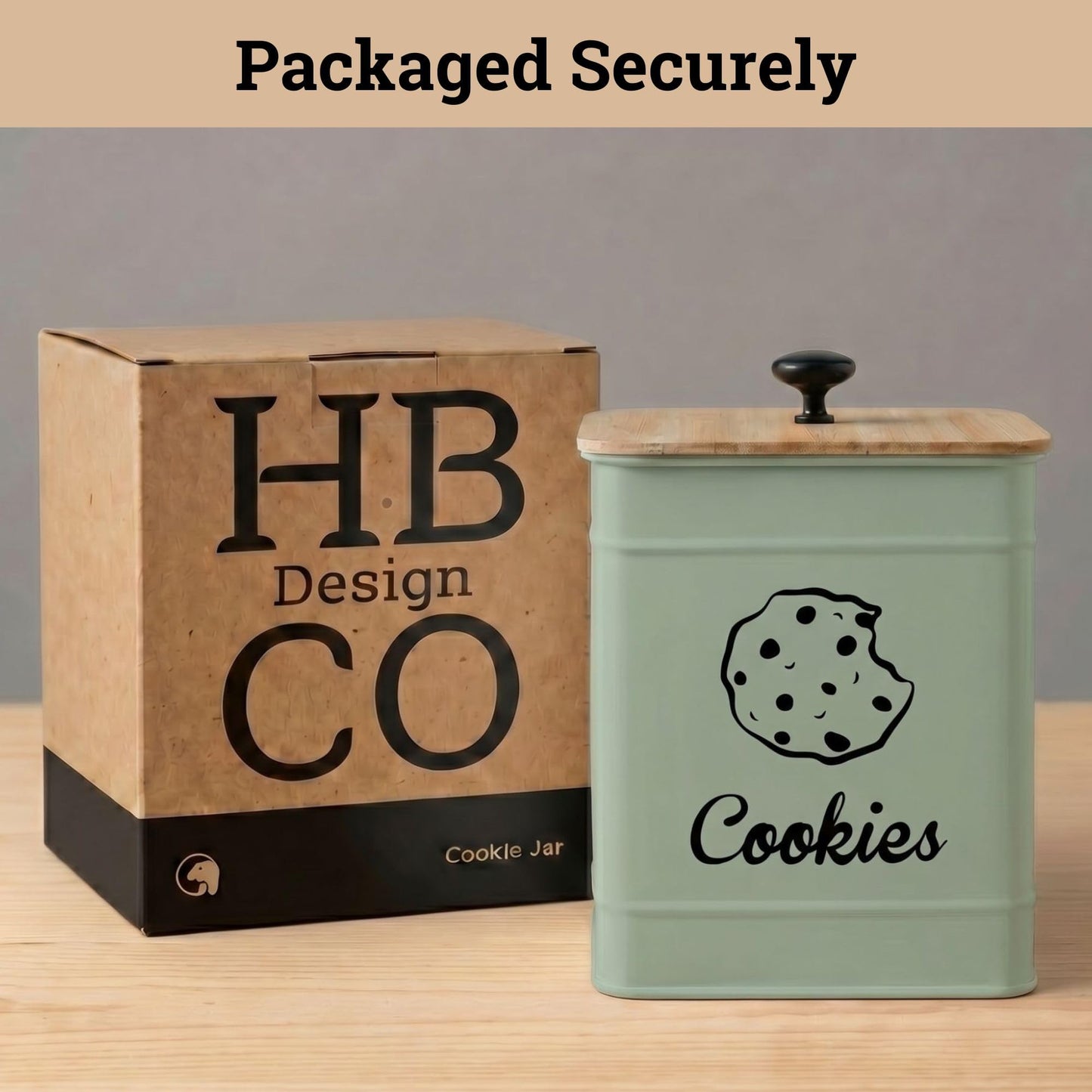 Cookie Jar with Airtight Lid - 1 Gallon - 6"D x 8"H Green Iron Cookie Tin with Bamboo Lid - Large Cookie Jars with Lids Airtight - Farmhouse Cookie Jars for Kitchen Counter Decorative - Cookies Jar