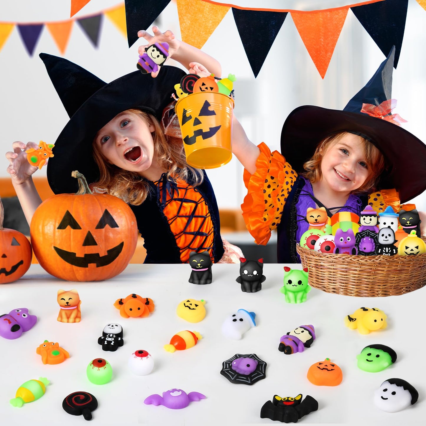 AuroTops 24 PCS Halloween Squishy Toys for Kids Halloween Party Favors Classies Character Squeeze Toys for Trick or Treat Gifts Bulk,Goodie Bags Stuffers for Kids Treat Bags Gifts Classroom Rewards