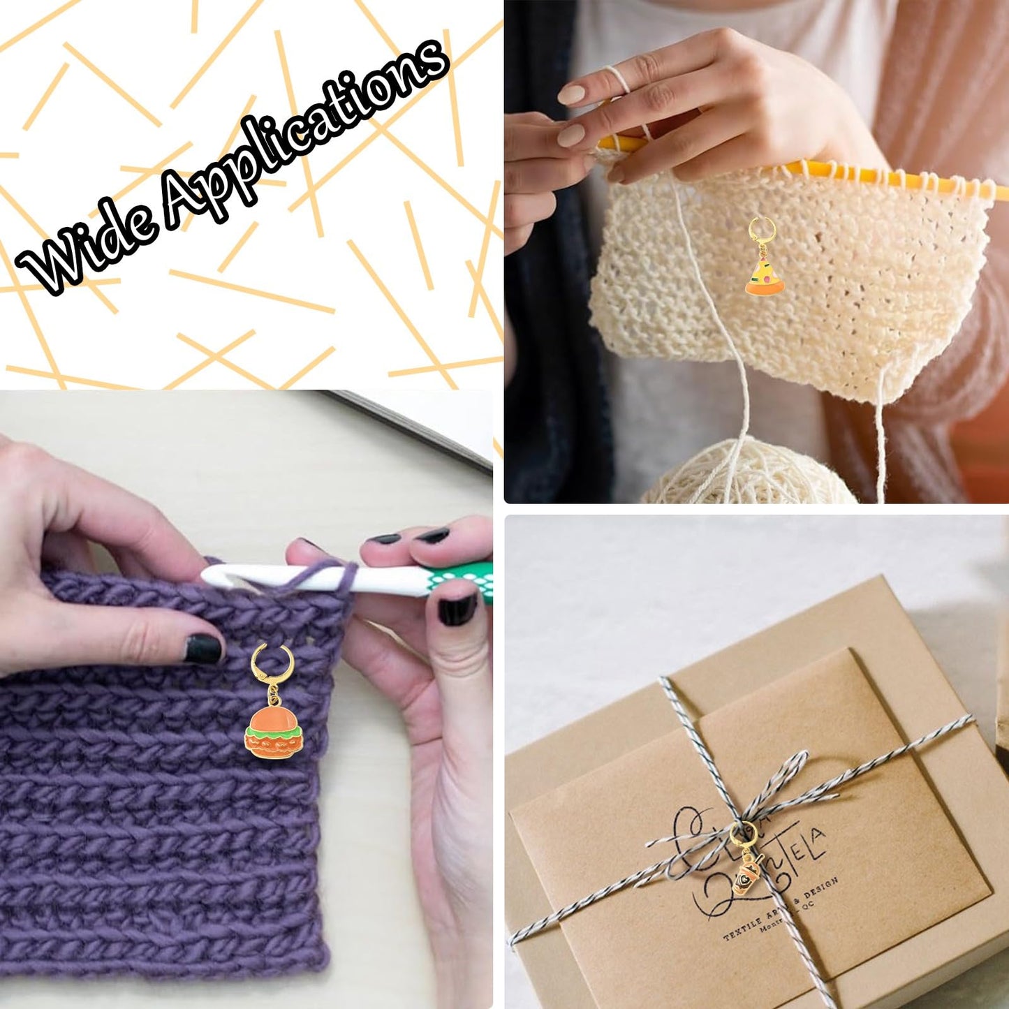 Gythara 24 pcs 12 Style Fast Food Theme Alloy Enamel Stitch Markers Coffee Tea Drink Hamburger Cake Donut Leverback Earring for Knitting Crocheting DIY Jewelry Craft Bag Decoration