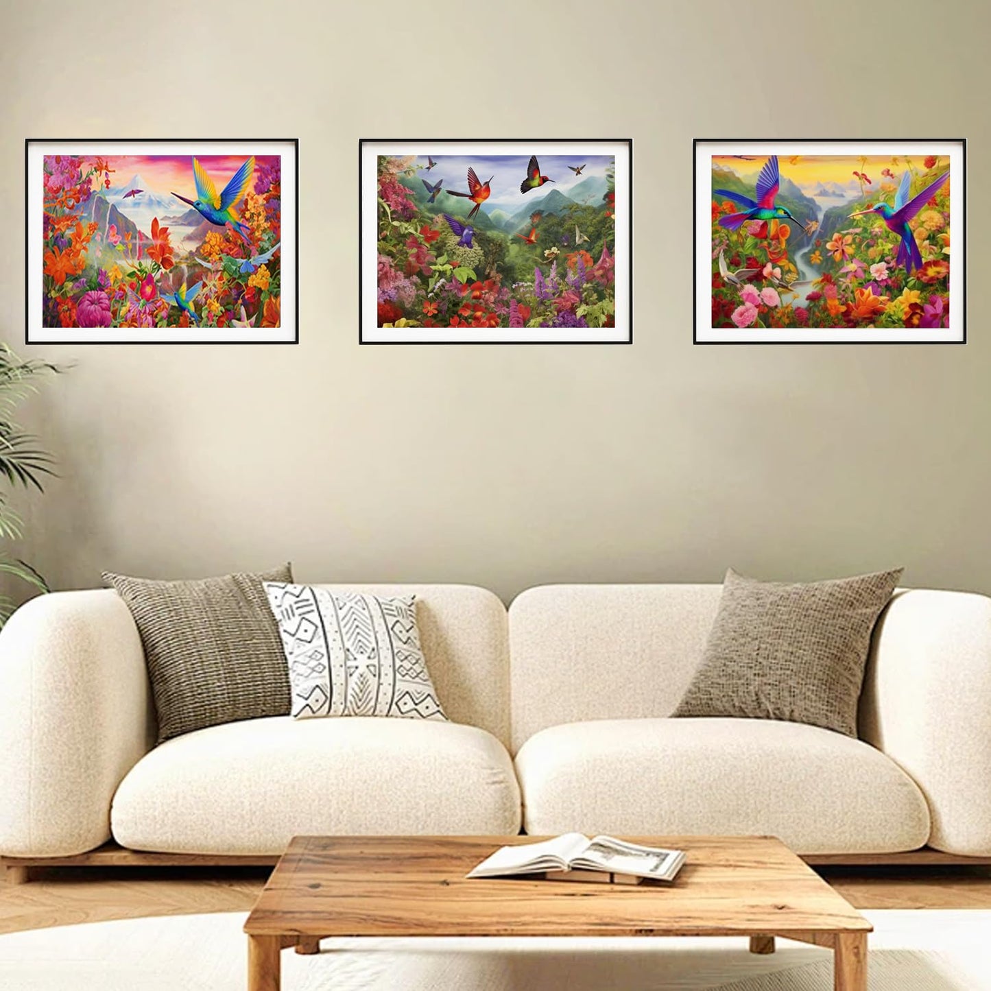 EWJRNSF 5D Diamond Painting Kits for Adults Beginners, Diamond Arts Kits Diamond Art Sets,Gem Painting Arts & Crafts Home Wall Decoration 11.8x15.7 Inches 3 Pack Hummingbird