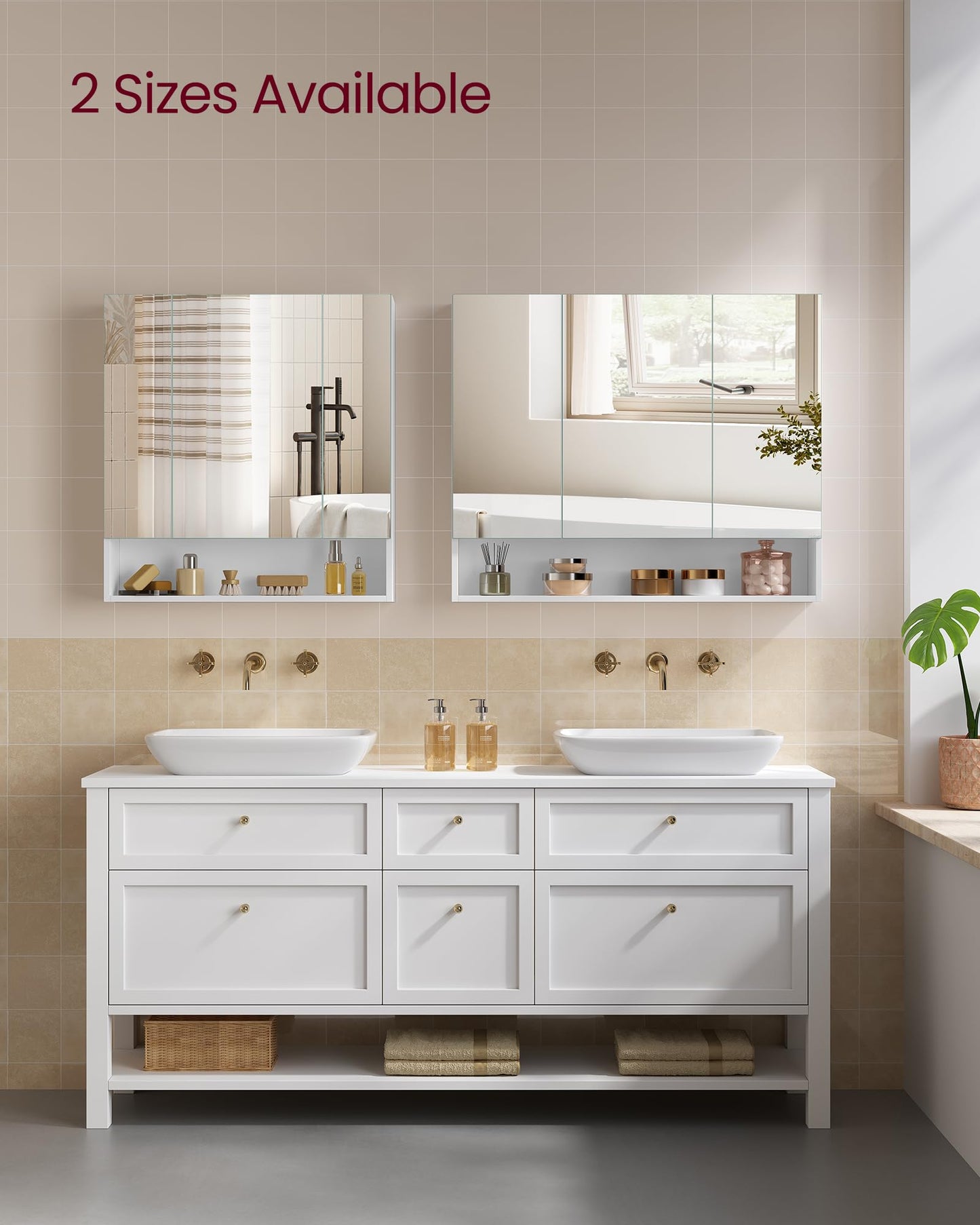 VASAGLE Kailyn Collection - Medicine Cabinet Mirror, Bathroom Wall Mirror Cabinet with Storage, Open Compartment, Adjustable Shelves, Modern Style, 6.5 x 35.4 x 29.5 Inches, Cloud White UBBK130W01