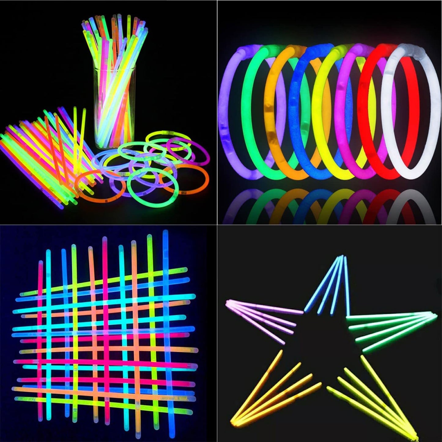NUDALA 100 Pcs Purple Glow Sticks Bracelet Necklaces Bulk Glow in The Dark Party Supplies Easter Basket Stuffers 8” Light Stick with Connectors for Halloween Birthday Carnival
