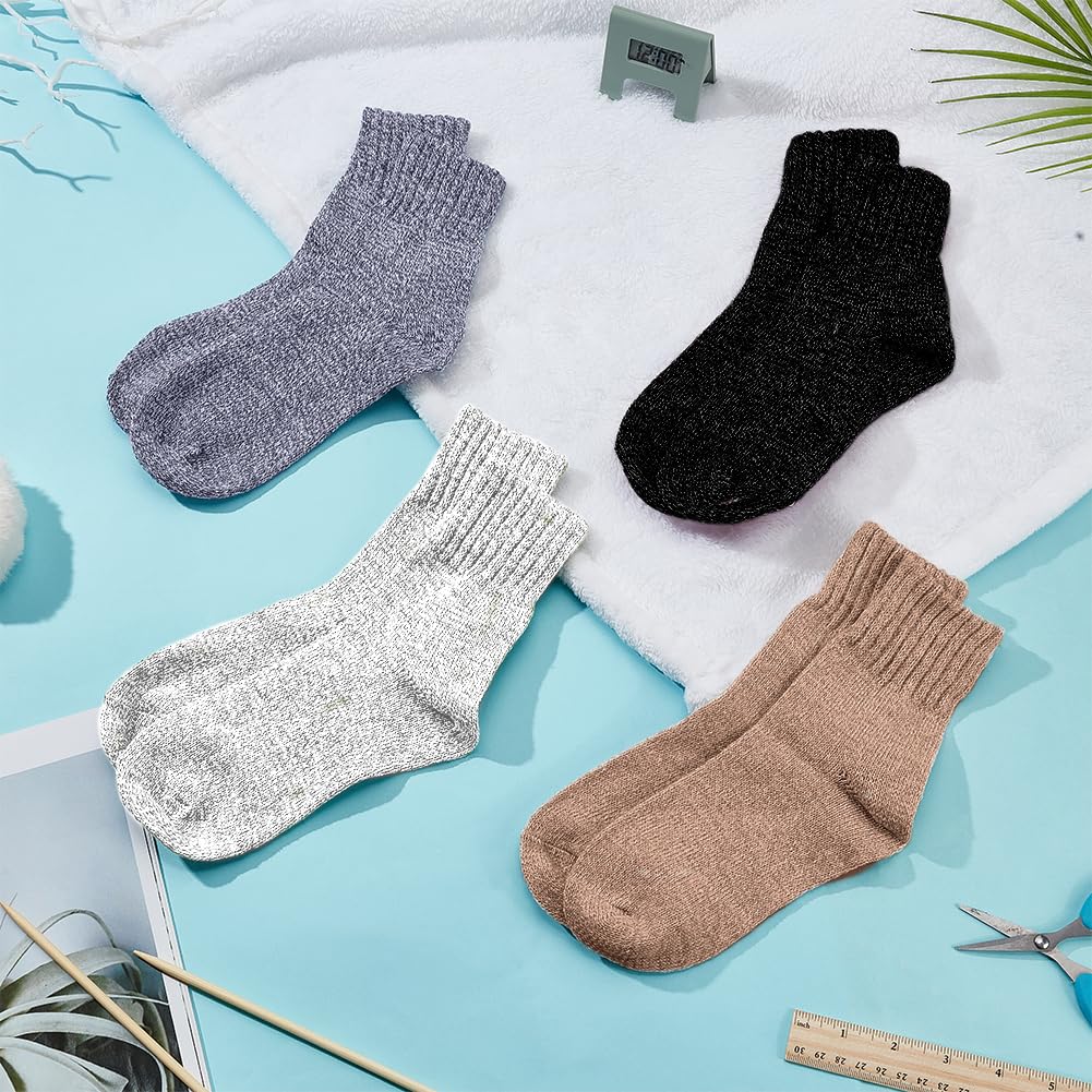 WEBEEDY 4 Sets Socks Knitting Kit Complete DIY Knitting Set with Premium Yarn and Detailed Instruction for Adults Beginner,Easy to Use Socks Knitting Starter Pack Crochet Supplies Craft Set