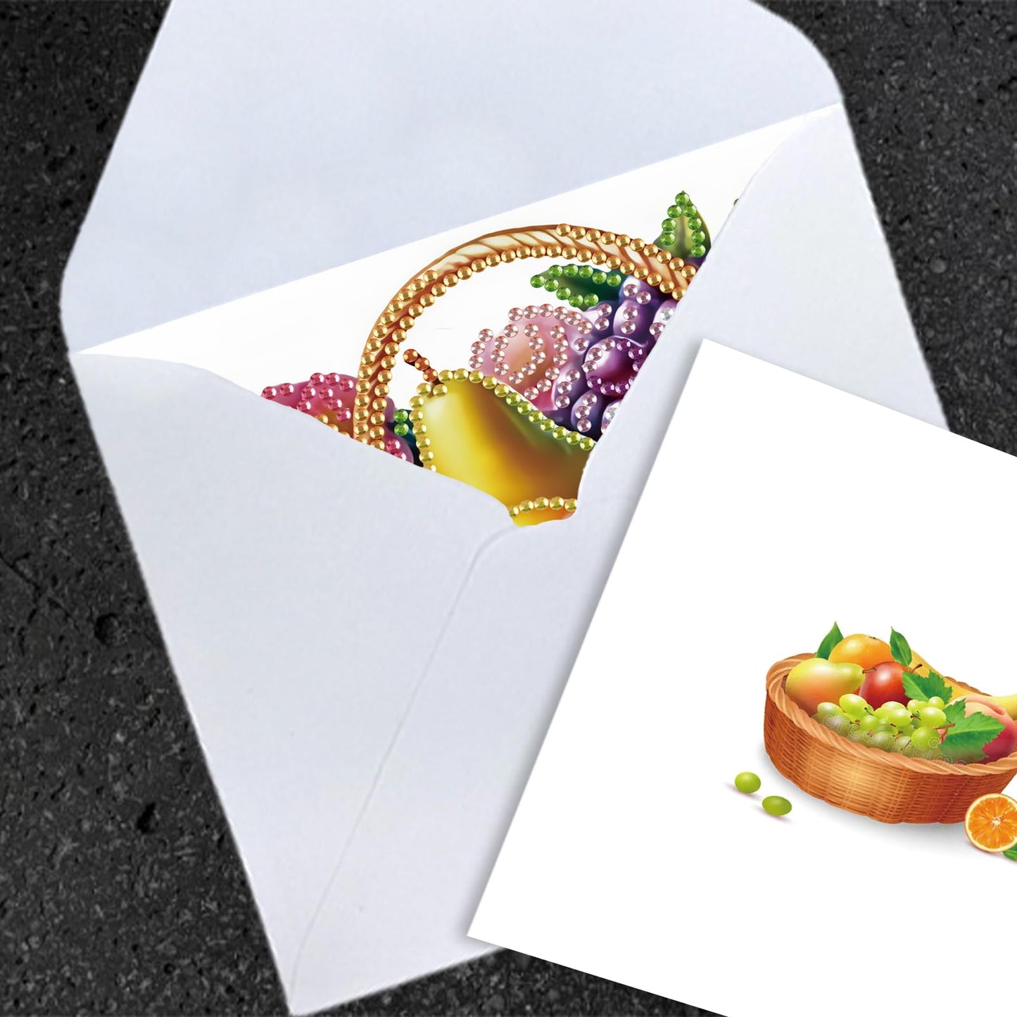 JISHSHAY 6 PCS Diamond Painting Greeting Cards Fruit Basket Diamond Art Birthday Cards with Envelopes Gem Art Mosaic Kits for Adults, for Anniversary Valentine Thank You Graduation All-Occasion