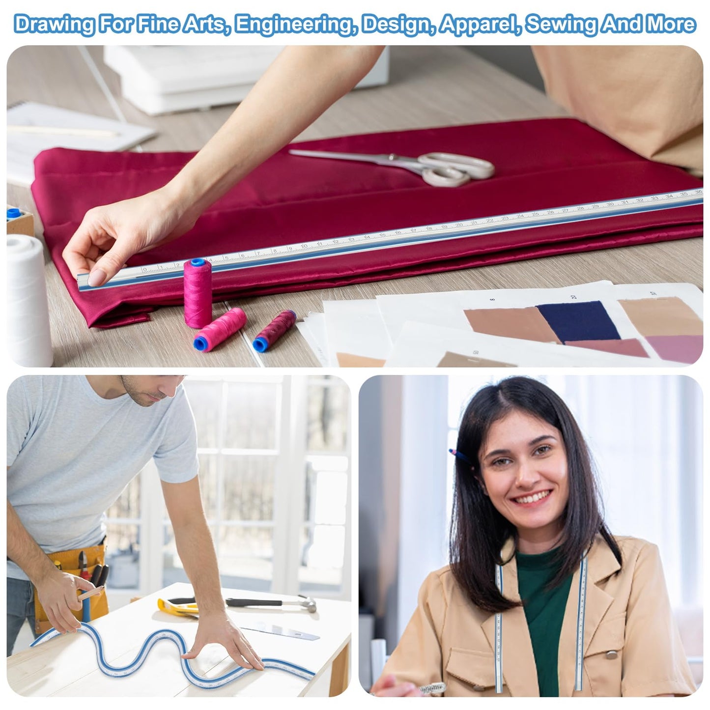 PATIKIL 40 Inch 100cm Flexible Curve Ruler Can Be Bent for Drawing Sewing Engineering, 1 Pcs, Blue
