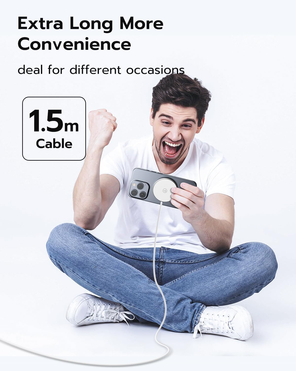 NewQ Magnetic Wireless Charging Pad, Certified 15W Wireless Charger Mag-Safe Compatible with iPhone 16/16 Plus/16 Pro/16 Pro Max/15/14/13/12 Series (2PCS Wireless Charger)