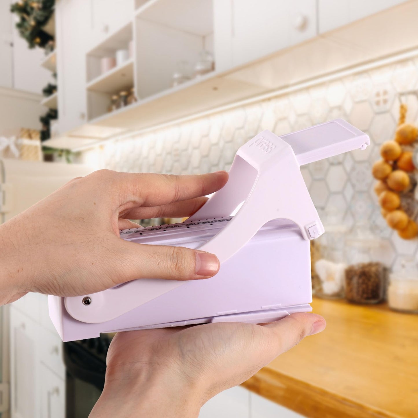 Butter Cutter Dispenser with 50pcs Portioning Paper, Single Stick Butter Slicer & Keeper with Measuring Function Measurement Tool for Cheese Block Bread Cakes Cookies Breakfast