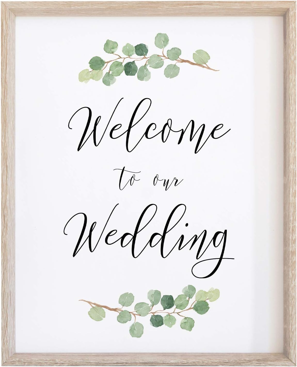Welcome to our Wedding Sign for Reception or Ceremony, 8x10 Watercolor Greenery with Eucalyptus Print on Thick Cardstock