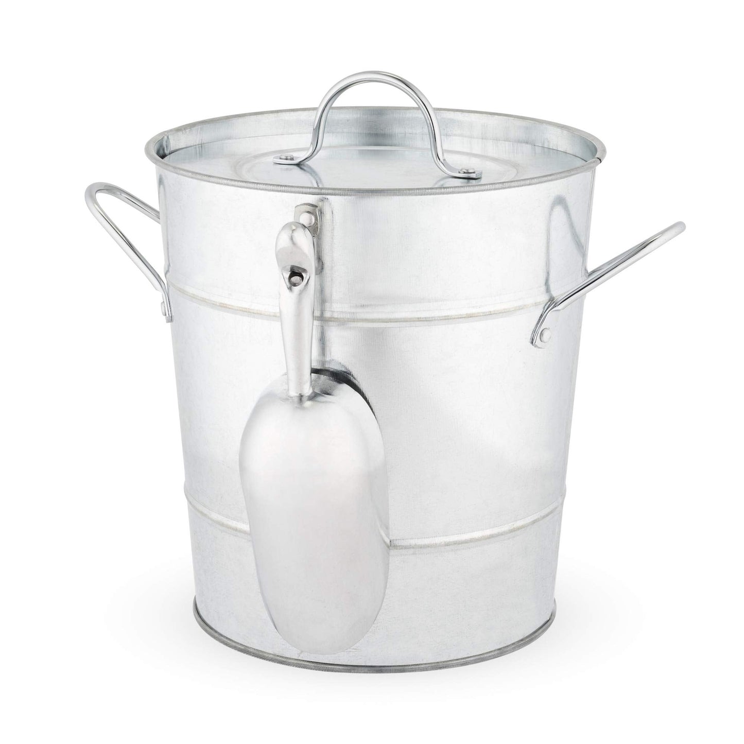 Twine Insulated Ice Bucket with Lid, Scoop & Handles for Beer, Wine, Champagne, Beverages, 1 Gal Galvanized Metal Bucket, Steel Ice Container for BBQs, Indoor & Outdoor Party Supplies, Bar Accessories