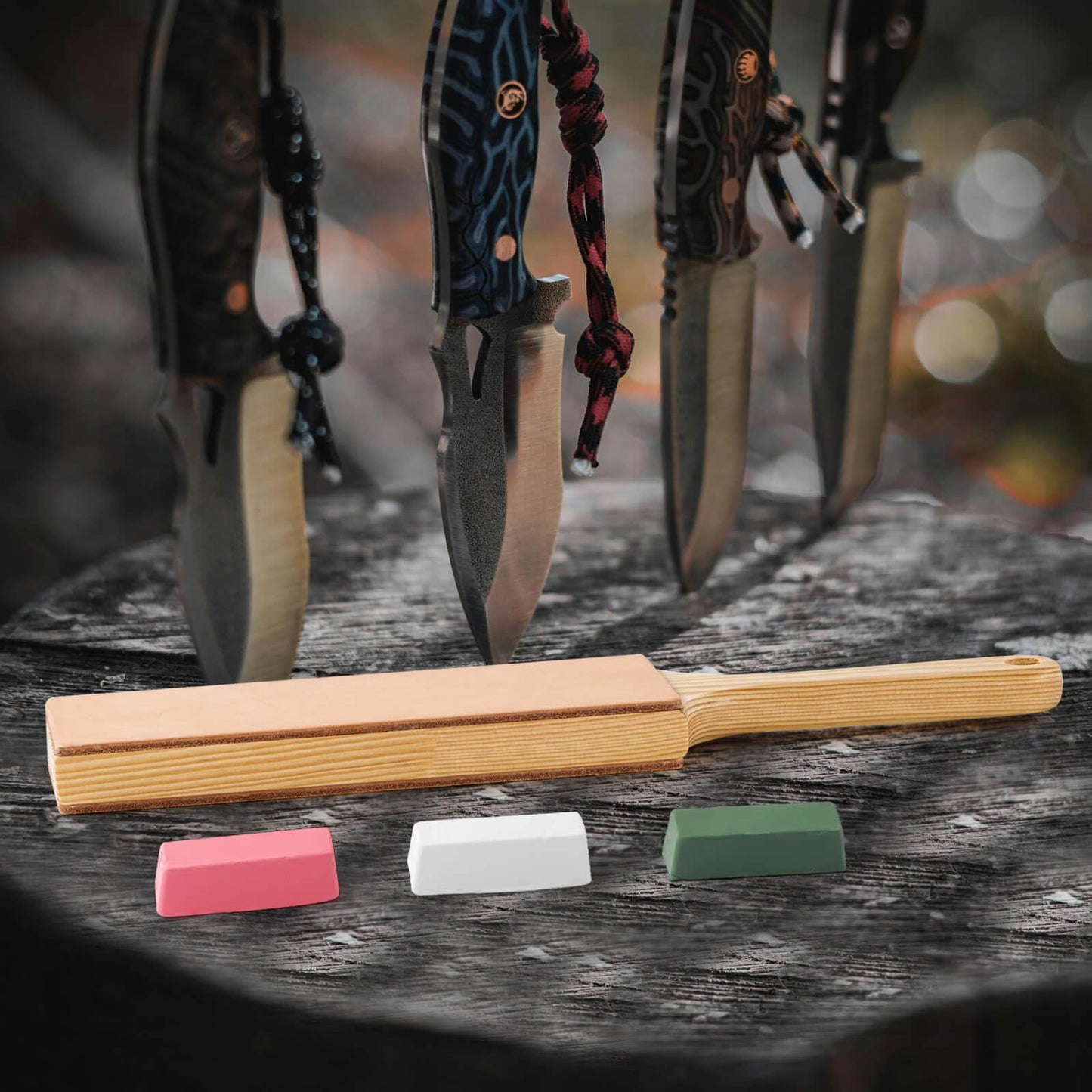Angerstone Oversize Double Sided Leather Strop Kit(3" Knife Stropping Leather)with Ergonomic Handle - Knife Strop for Sharpening Knives, Wood Carving Chisels, Buffing Compound Included