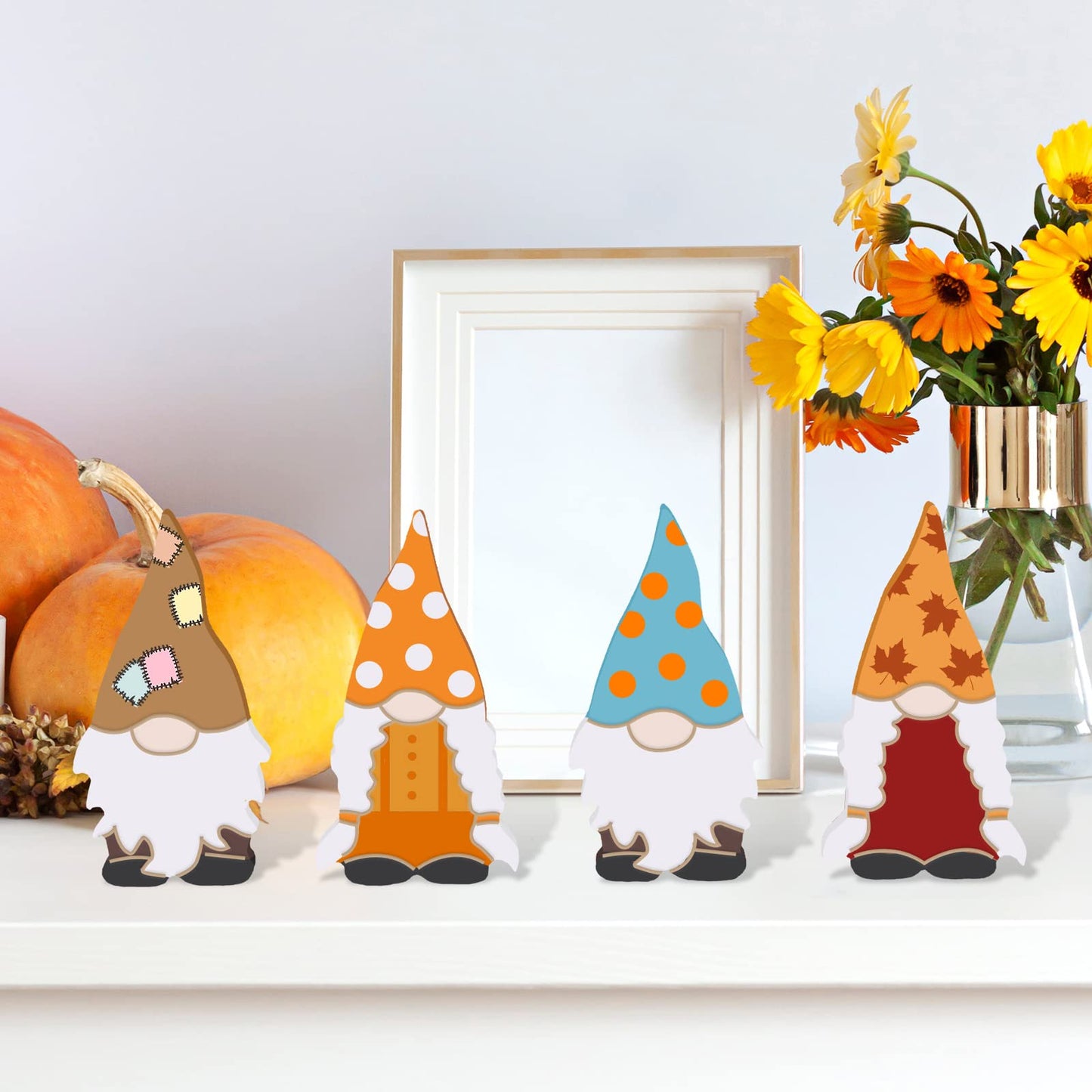 Whaline 10Pcs Tiered Tray Decor Unfinished Gnome Wooden Cutouts with Line Boy & Girl Gnome Table Wooden Signs DIY Freestanding Craft for Home Kitchen Office Classroom Decor DIY Art Craft