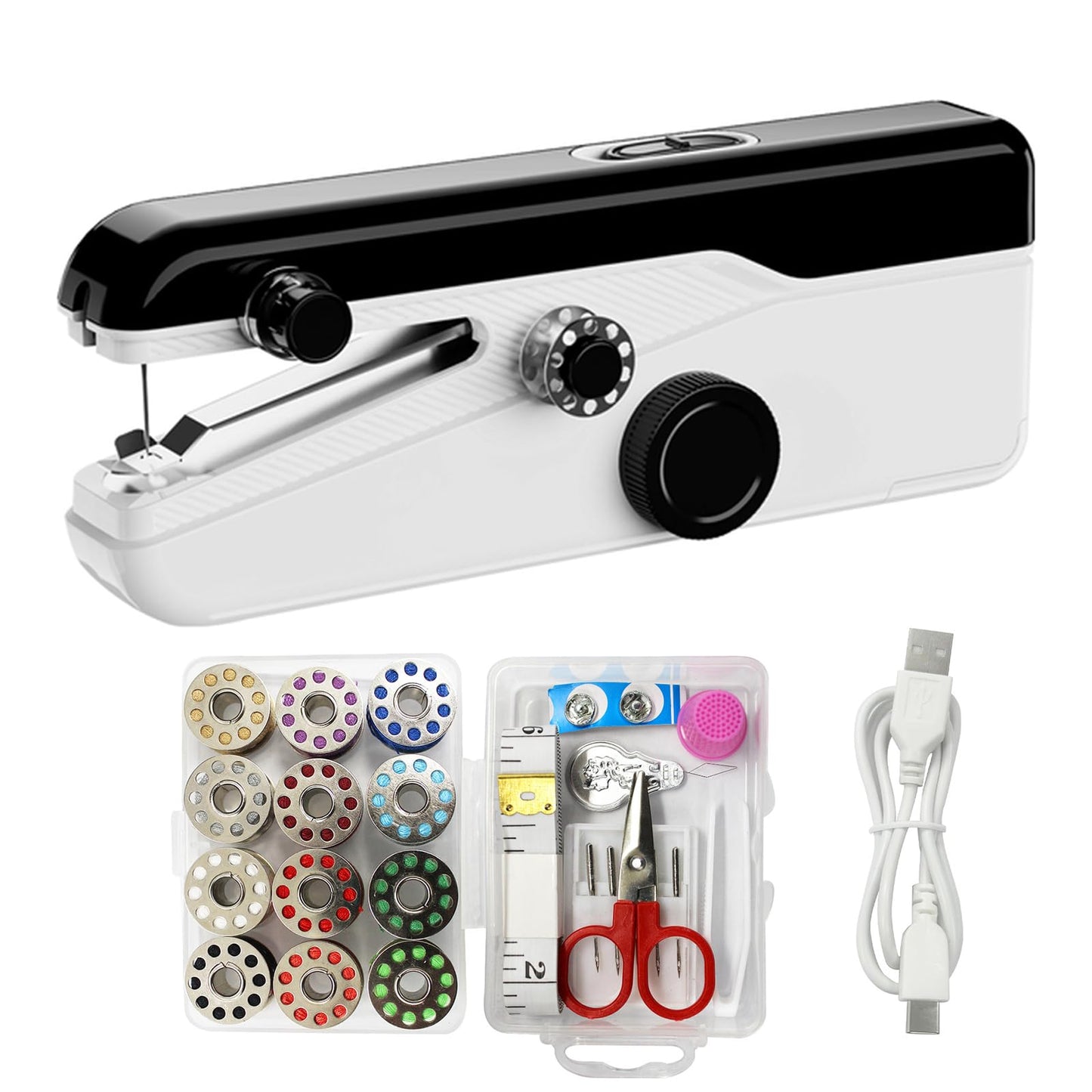Handheld Sewing Machine, Heavy Duty Mini Sewing Machine 2-Speed 2 Power Modes Quick Sewing Kit Hand Sewing Machines Stitching for Beginners Adult, Portable Sewing Machine Suitable for DIY/Home/Travel