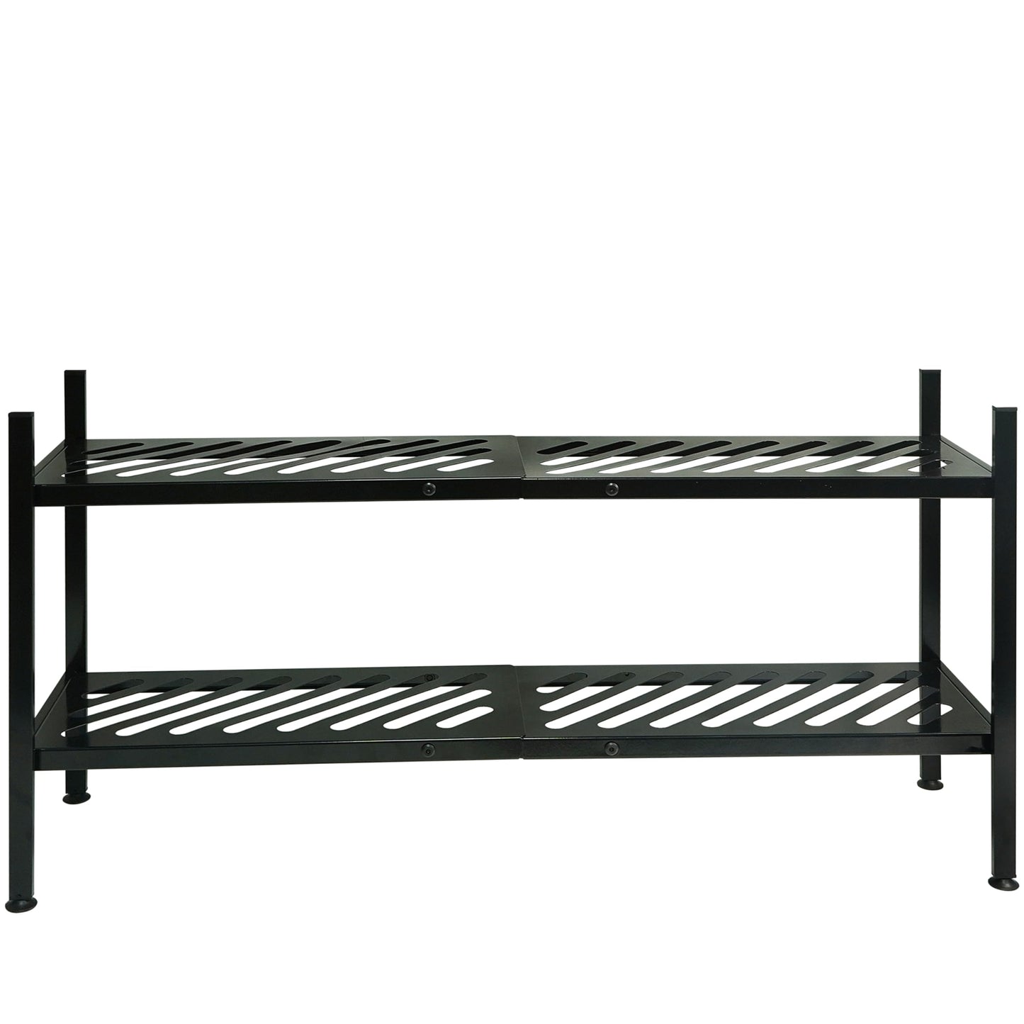 Nijoam Shoe Rack - Metal Shoe Organizer 2 Tier Shoes Shelf Storage, 35 Inches Stackable Long Show Stand Holder for Closet, Entryway, Garage, Floor, Door Entrance, Black