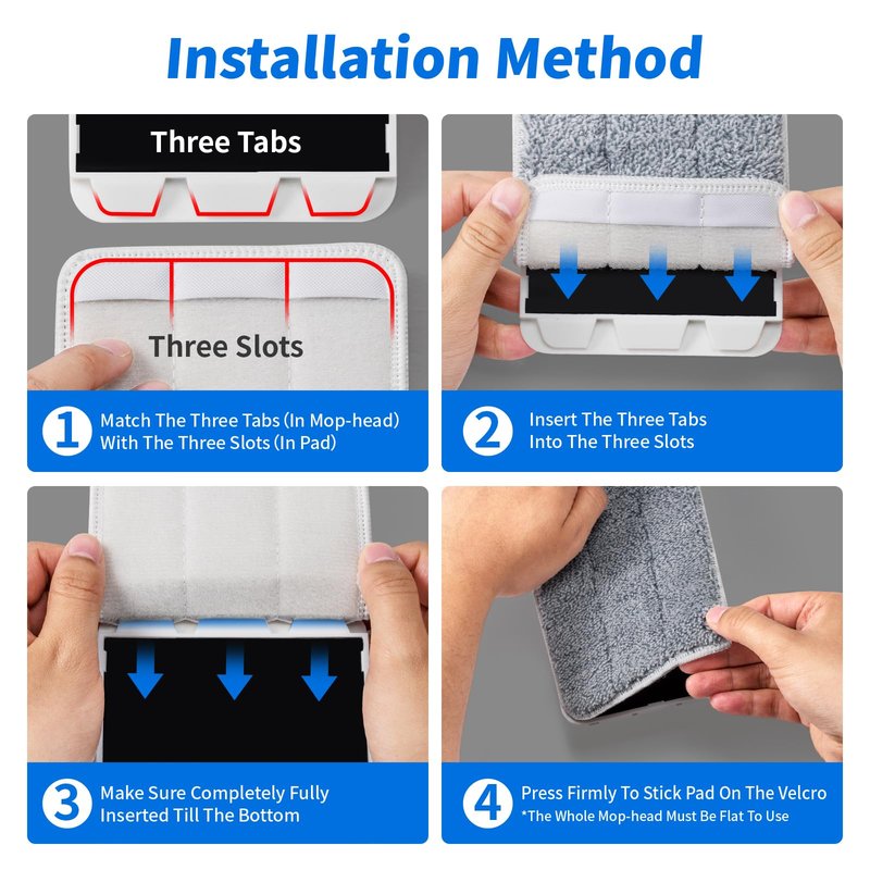 Oshang Flat Mop Head Refill, 13" X 4.9" Flat Mop Pads, Microfiber Mop Pads Flat Mop Replacement Heads (White and Grey)