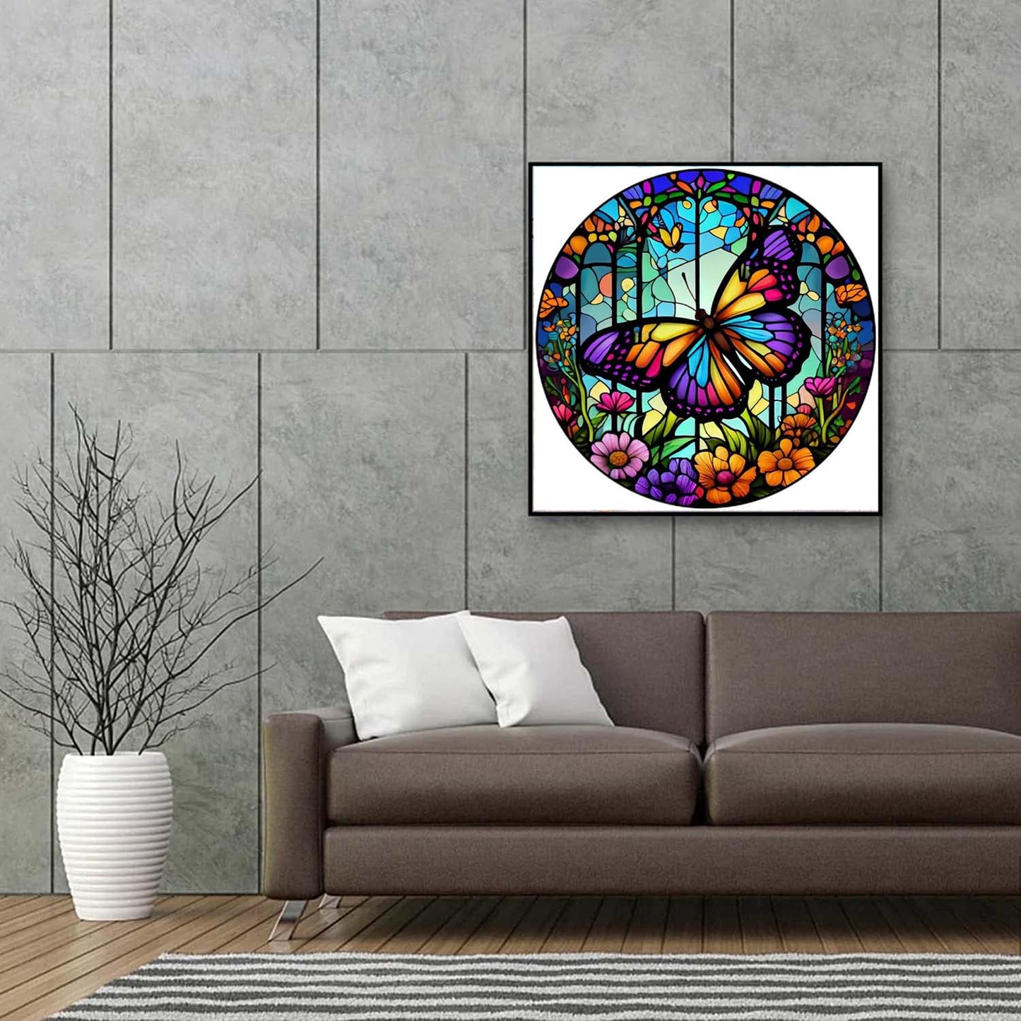 KTHOFCY 5D DIY Diamond Painting Kits for Adults Kids, Butterfly Stained Glass Full Drill Embroidery Cross Stitch Crystal Rhinestone Paintings Pictures Arts Wall Decor Painting Dots Kits 11.8X11.8 in