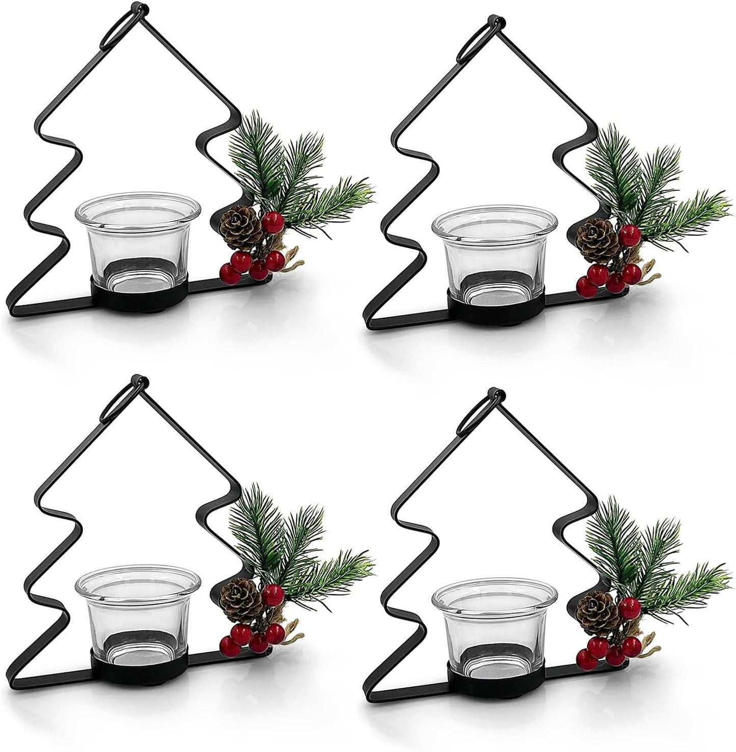 SHMILMH Glass Tealight Candle Holders - Set of 4 Black Votive Holders for Wall Decoration