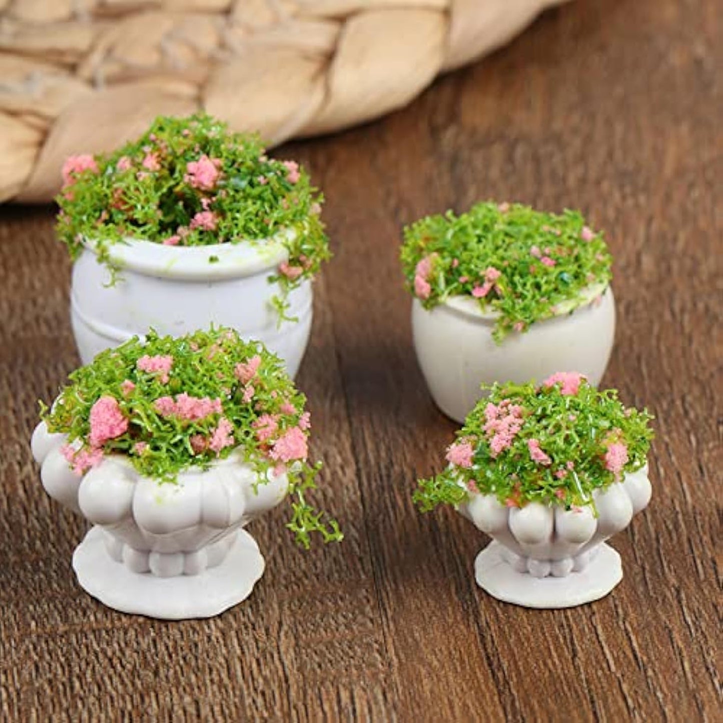 TBoxBo 4 Pcs Dollhouse Plant Bonsai Doll House Mini Potted Plant Artificial Tiny Mini Flowerpot Miniature Hanging Potted Plant Miniature Dollhouse Kit for 1:12 Dollhouse Decor Mini Garden