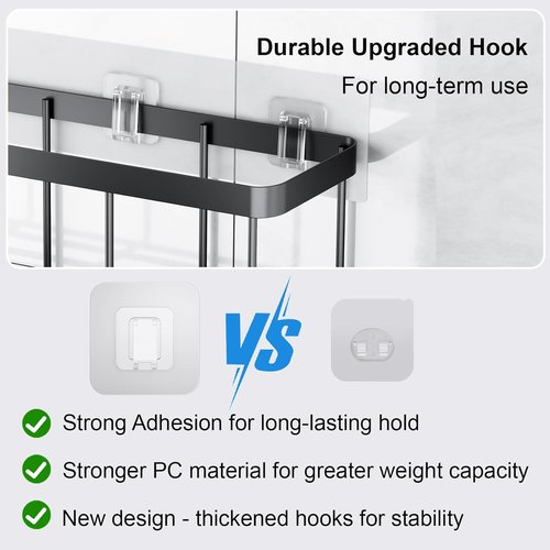 Lsnisni Shower Caddy Adhesive Strips - Waterproof, No Drilling, Strong Hooks for Bathroom & Kitchen | 3 Pack