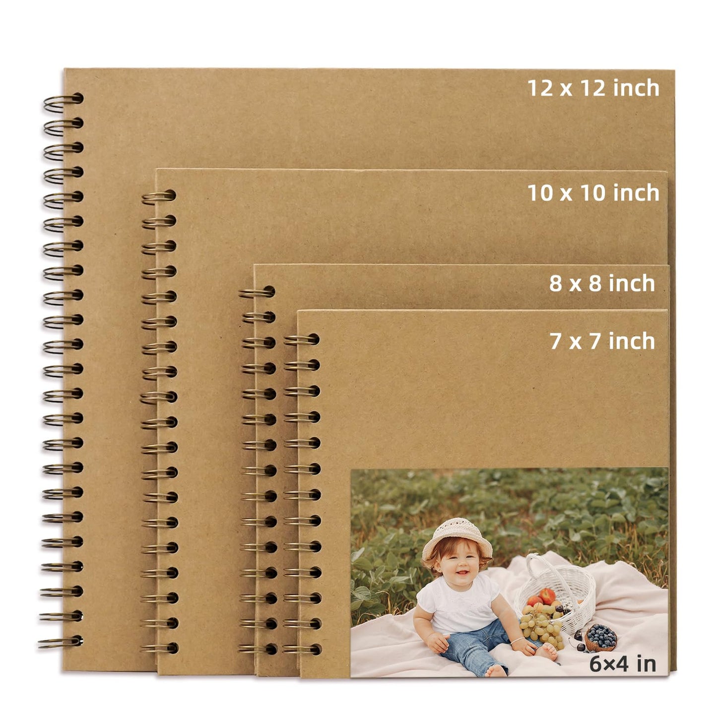 Yopih 7x7 Inch DIY Scrapbook Photo Album, Hardcover Kraft Paper Acid-Free, 20 Sheets (40 Pages), Lay Flat & Cover Customizable Memory Book for Weddings Anniversaries Guest Book Baby Family Travel