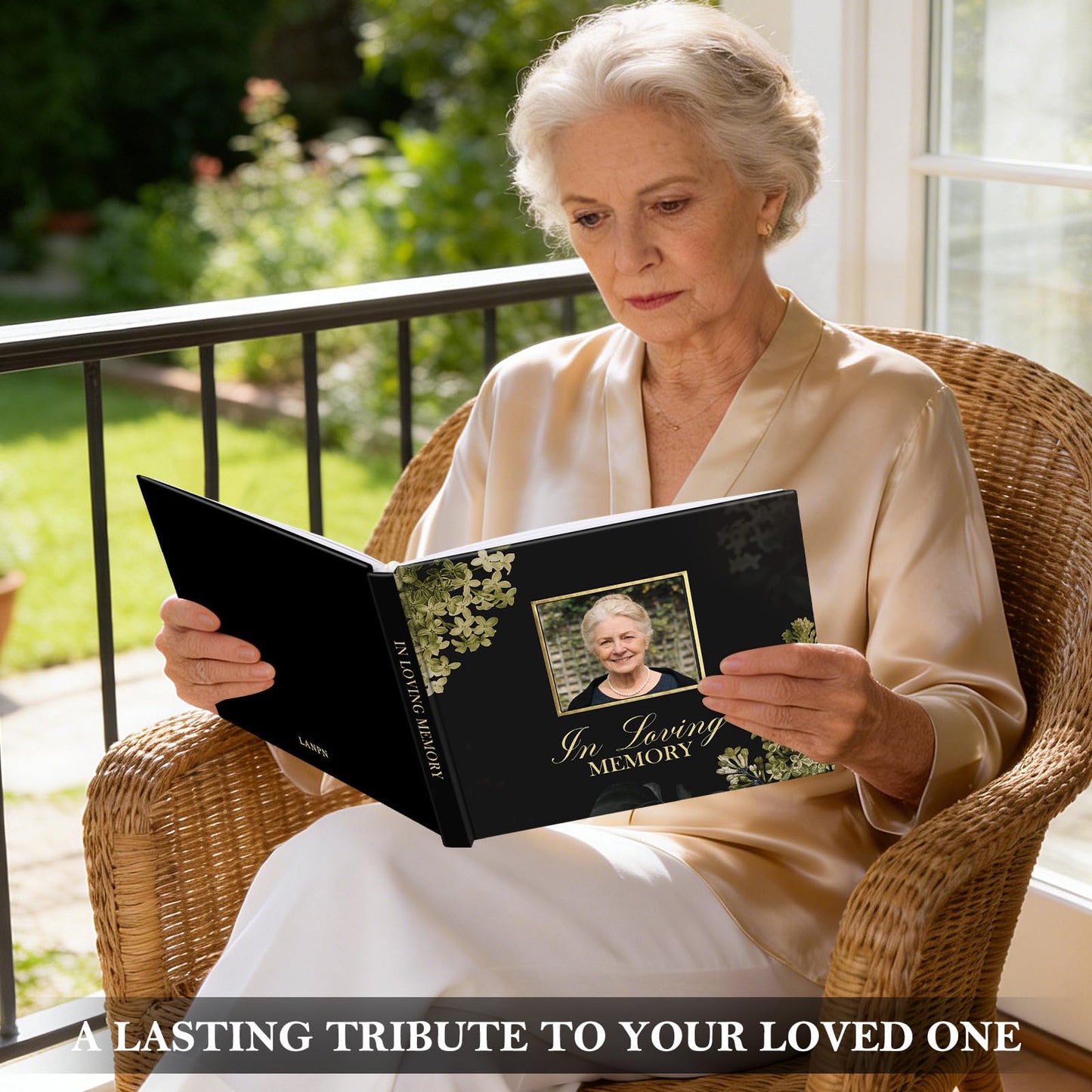 Lanpn Funeral Guest Book for Memorial Service, 100 Pages Celebration of Life Sign in Books for Guests, Funeral Favors Registry Book with Memory Table Sign, Black, Leather Cover