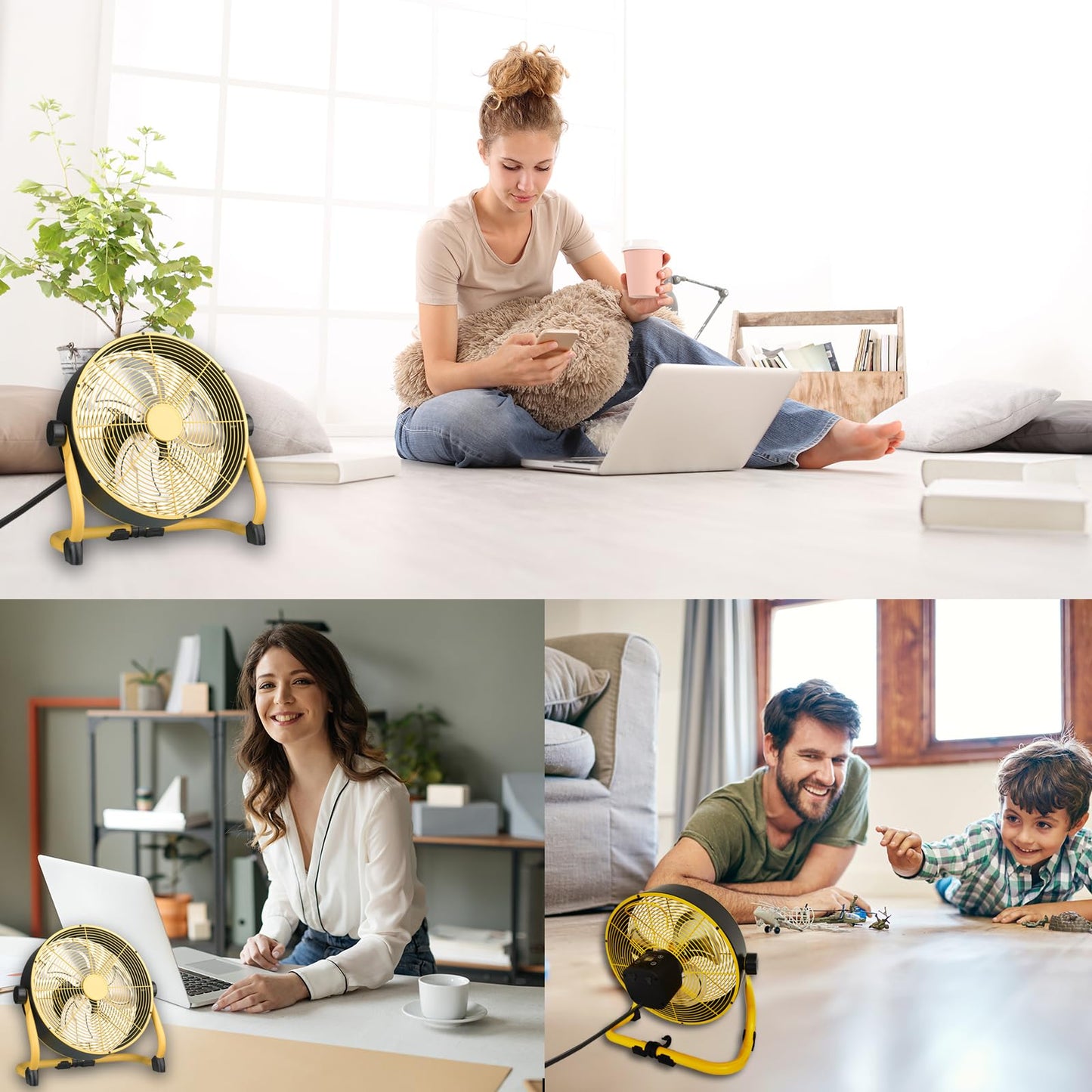 TrendGear 12 Inch High Velocity Floor Fan, Heavy Duty Metal Industrial Fans with 3 Speeds, Portable Fan with Adjustable 360° Head Tilt