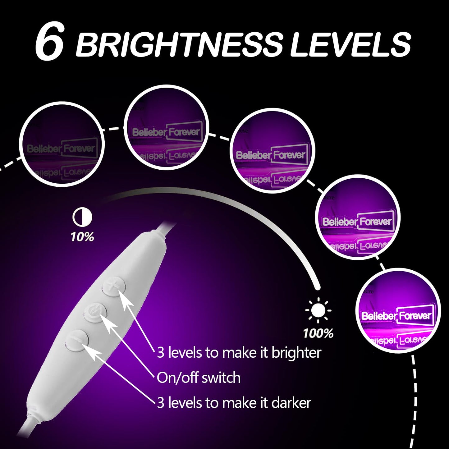 Belieber Forever Neon Sign - LED Wall Light for Bedroom, Dorm, Party Decor, Pop Star Fan Art Gift