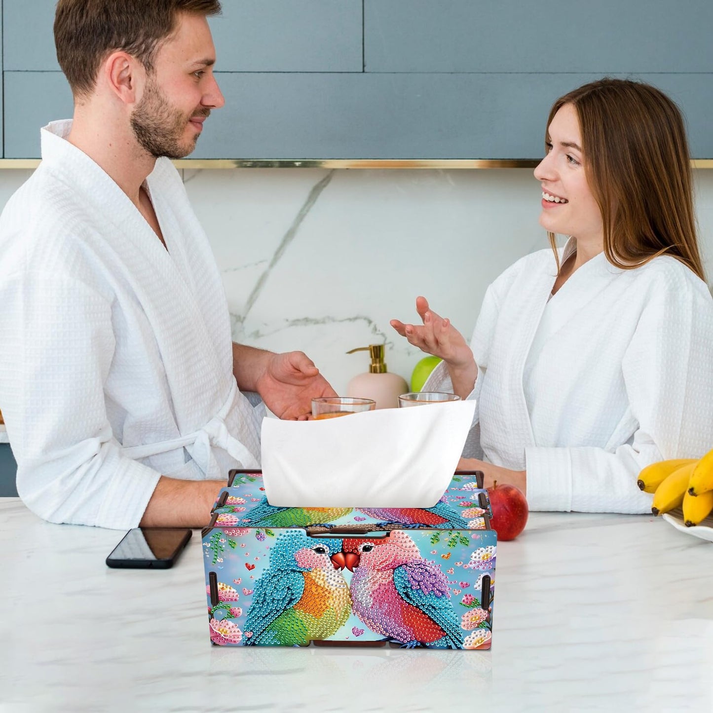 DIY Diamond Painting Tissue Box kit, Bird Shaped Tissue Box with Pull-Out Opening, Suitable for Home and Office Decoration, Ideal as a Handmade Art Gift for Adults