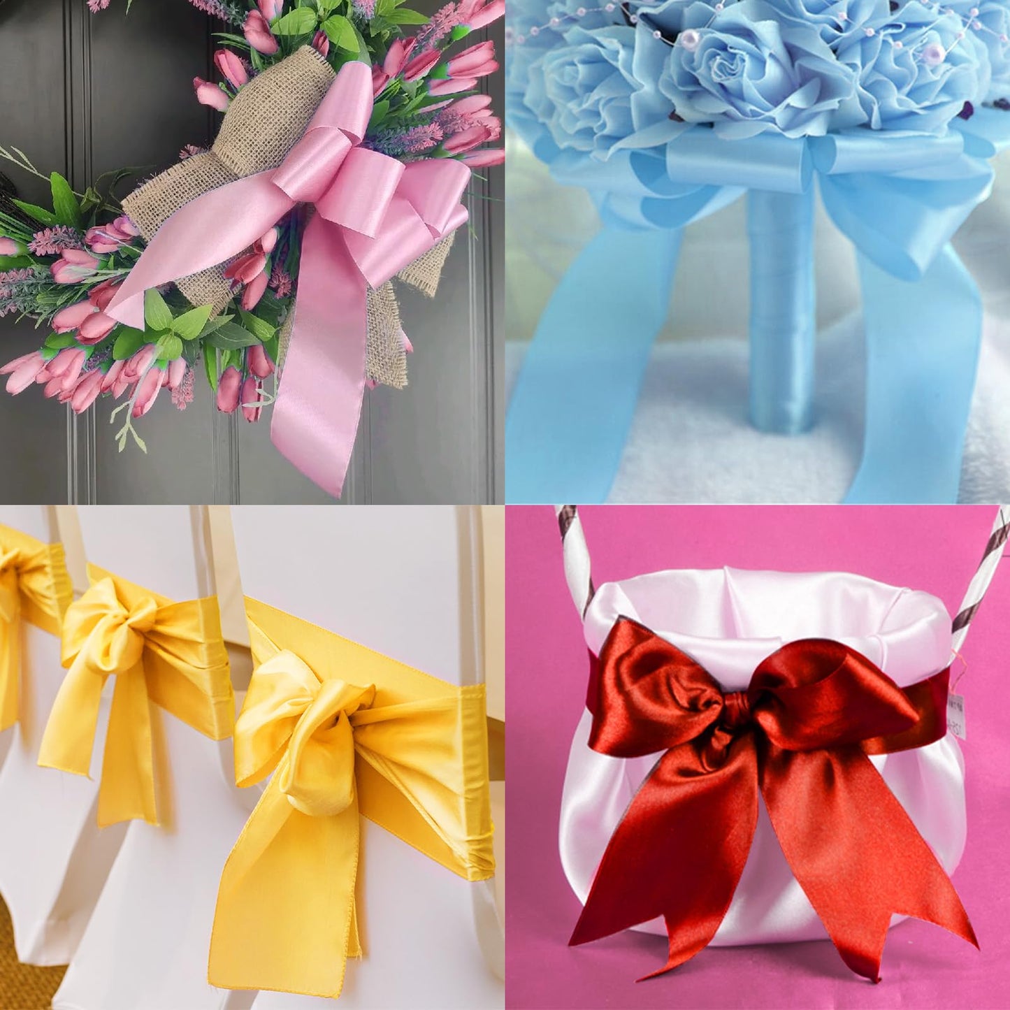Ribtcute Double Faced Orange Satin Ribbon 4 Inch Orange Satin Ribbon for Gift Wrapping,Flower Bouquet,Bows,Crafts,Wedding,Invitation,15 Yards
