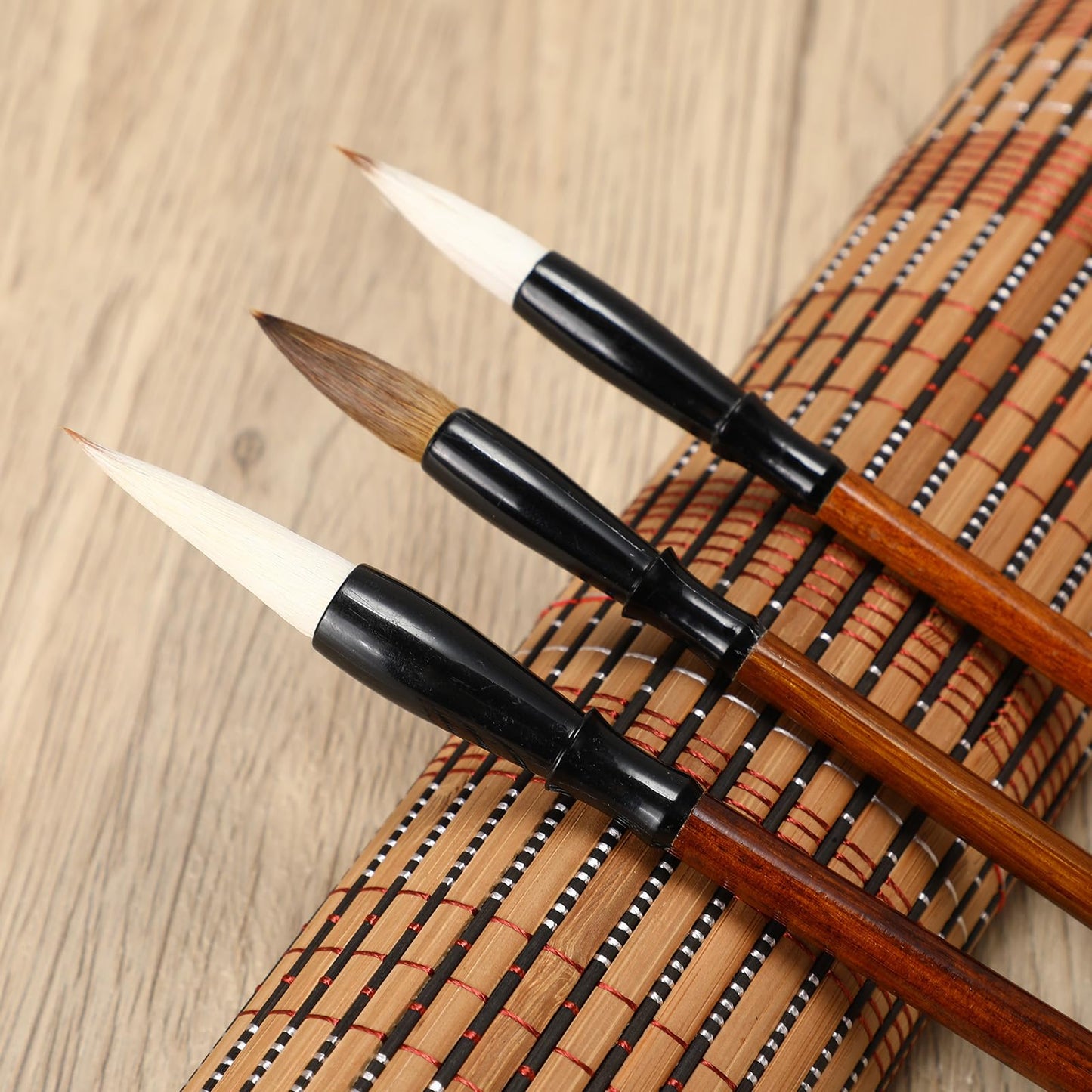 Resurhang 24 Pcs Chinese Calligraphy Brush Set Watercolor Brushes Bulk with Roll up Bamboo Brush Holder Writing Drawing Brushes for Kanji, Japanese Sumi, Drawing, Writing, Painting, Art Supplies